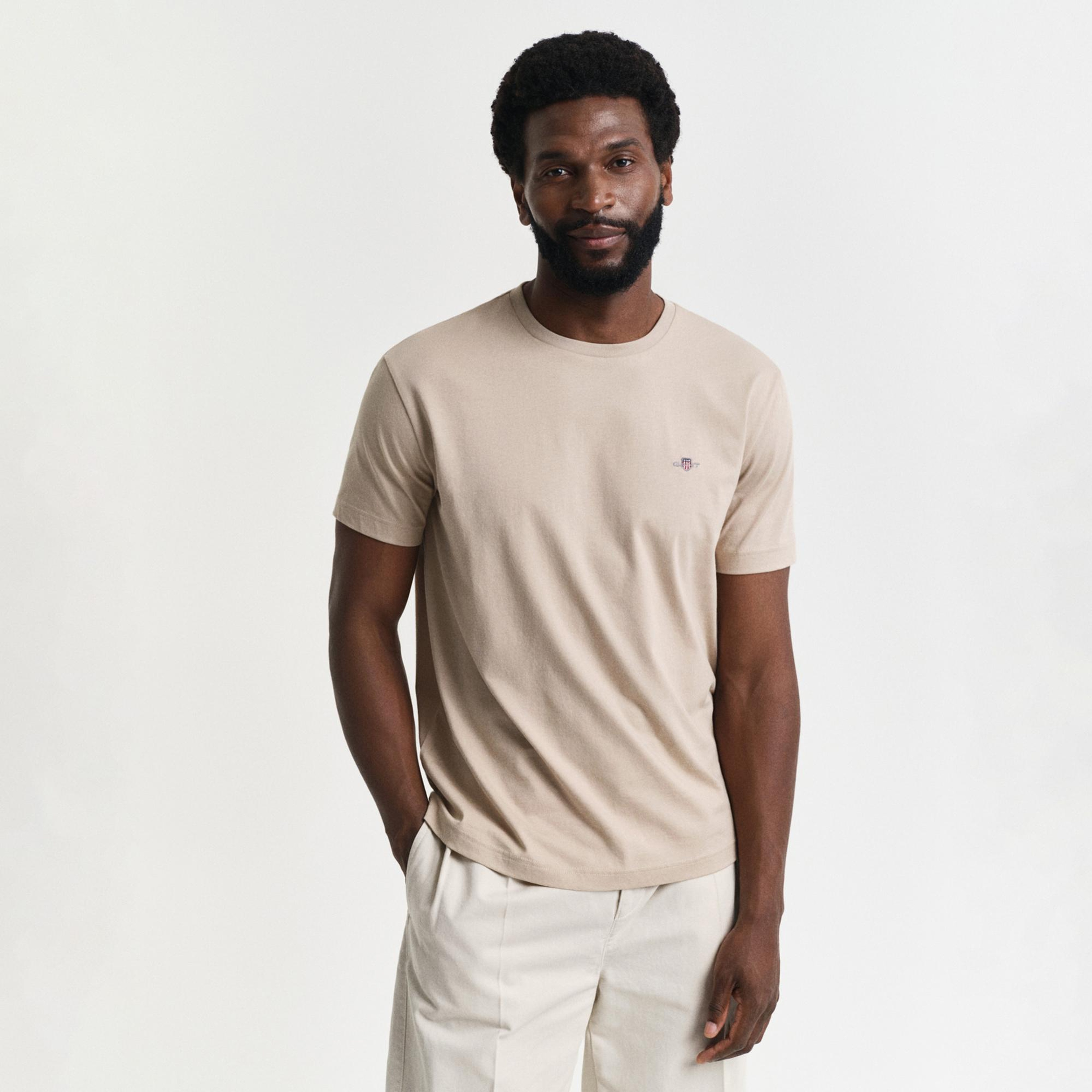 GANT Erkek Bej Regular Fit Bisiklet Yaka T-Shirt