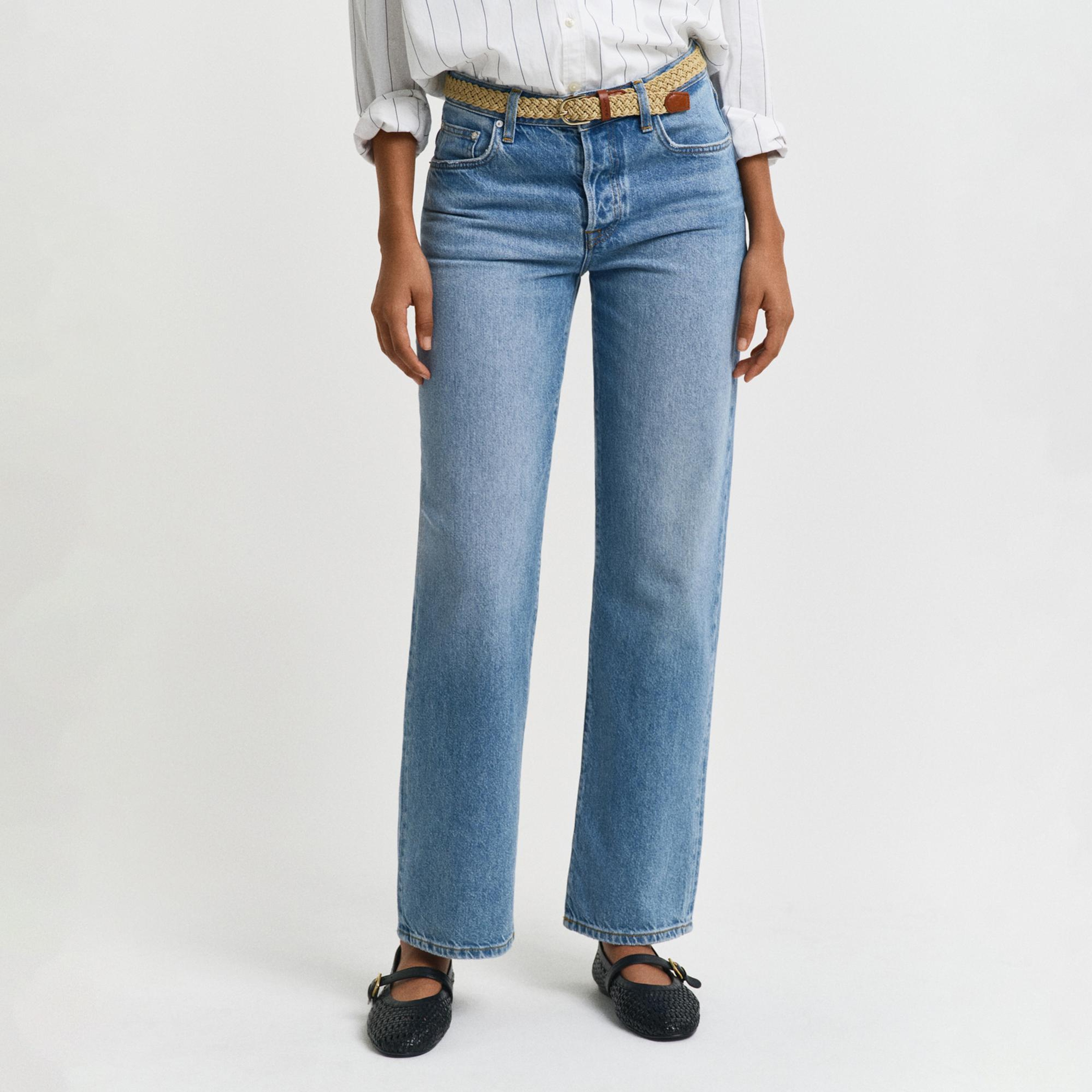 Gant Kadın Mavi Straight Fit Pantolon