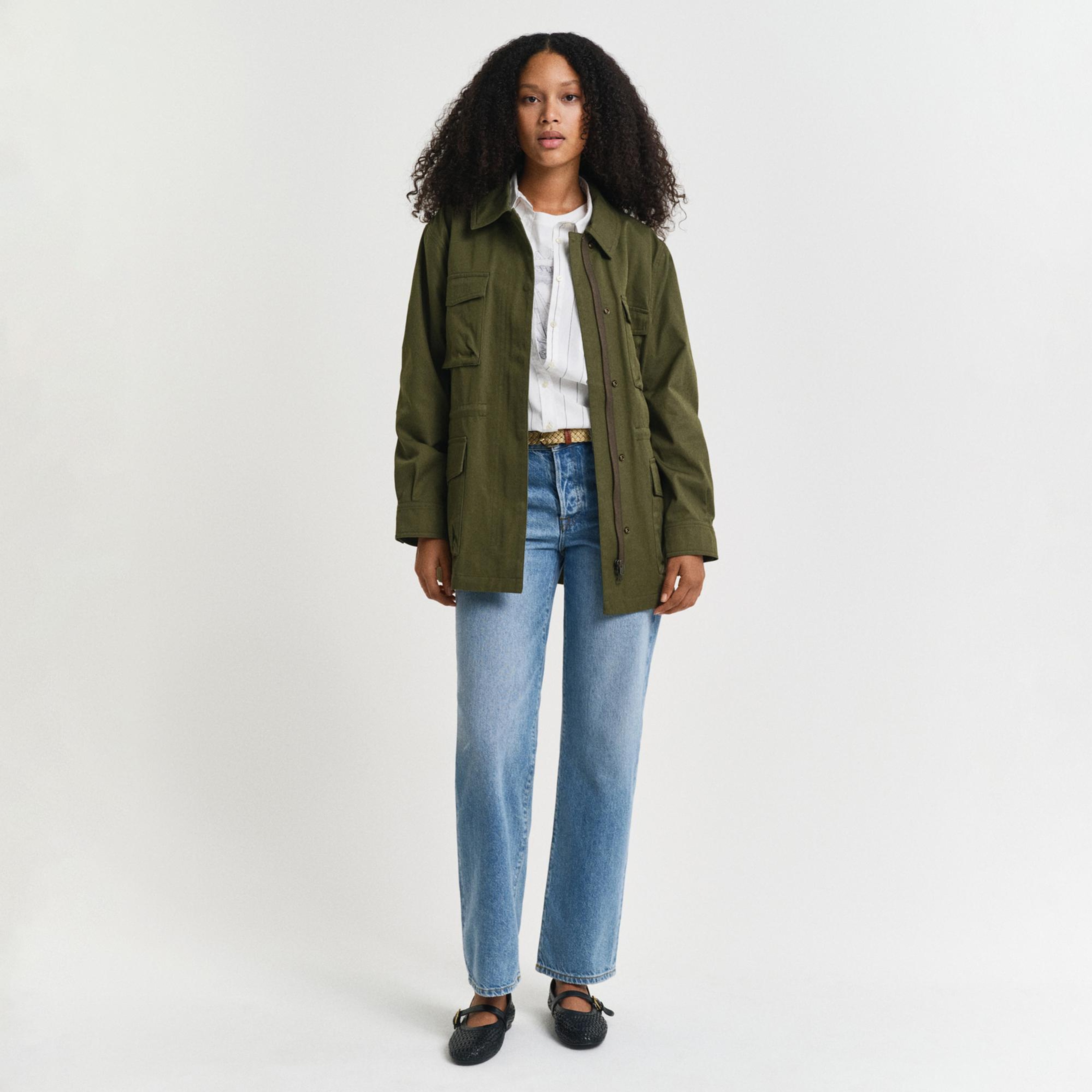 Gant Kadın Mavi Straight Fit Pantolon