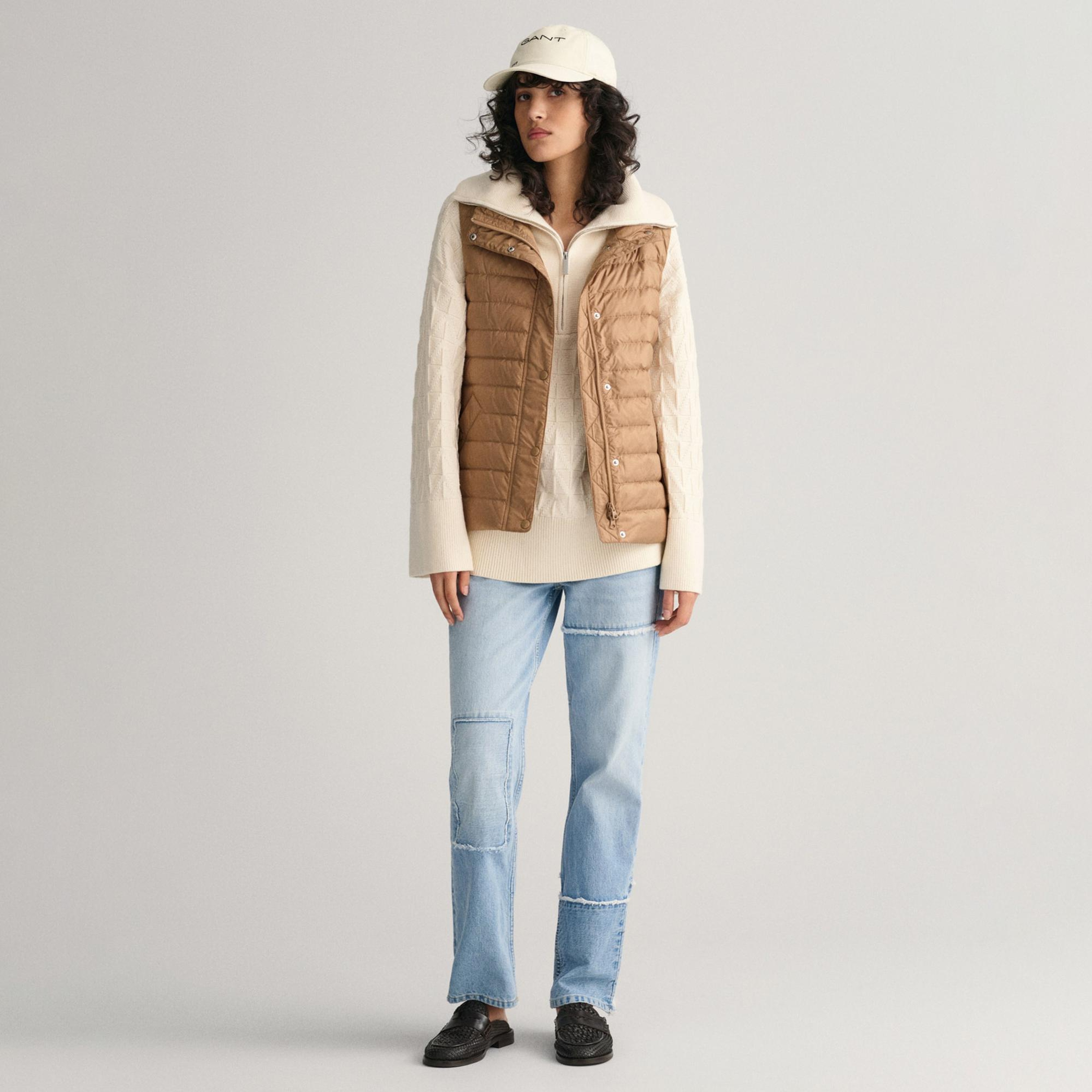 GANT Kadın Kahverengi Dik Yaka Kaz Tüyü Yelek