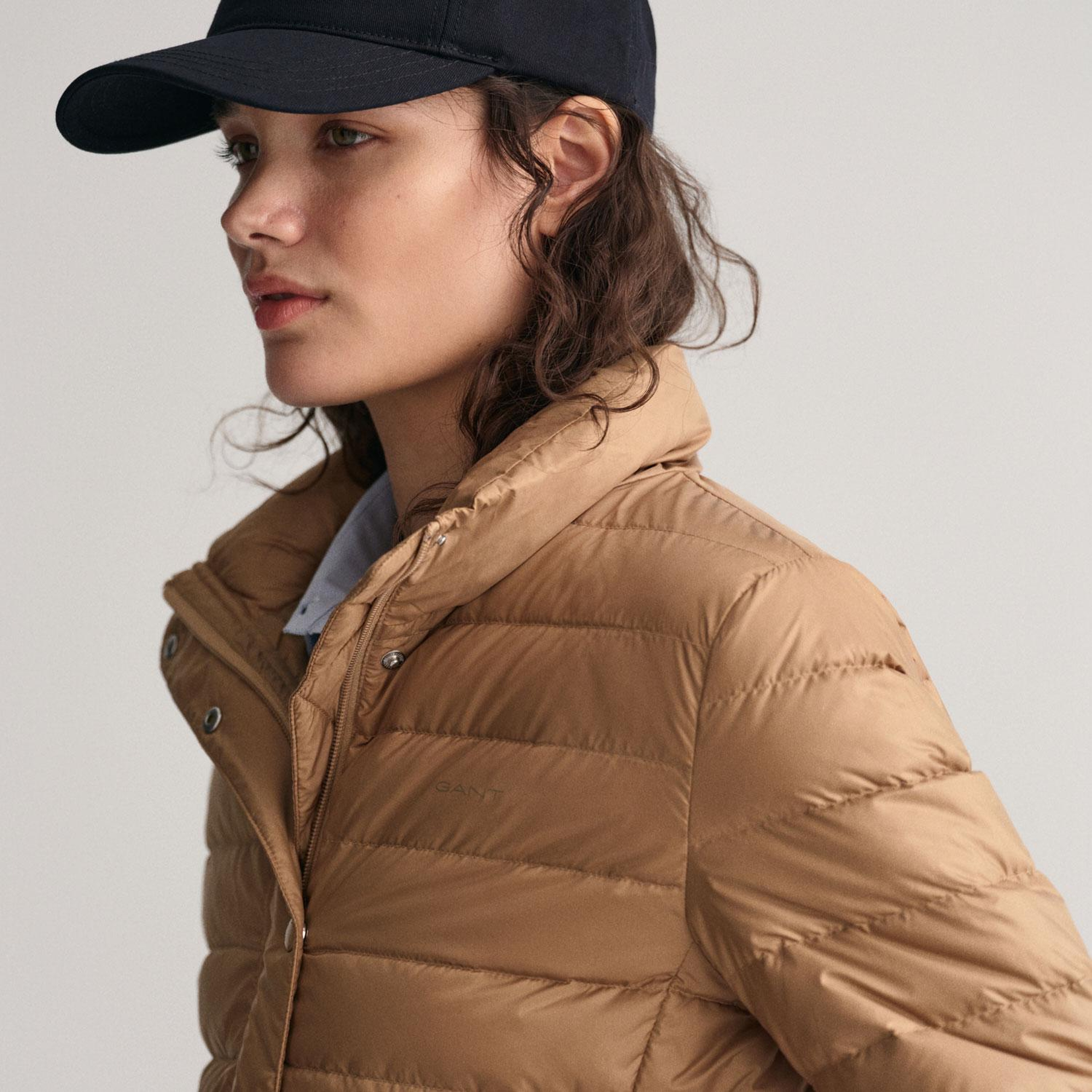 GANT Kadın Kahverengi Dik Yaka Kaz Tüyü Mont