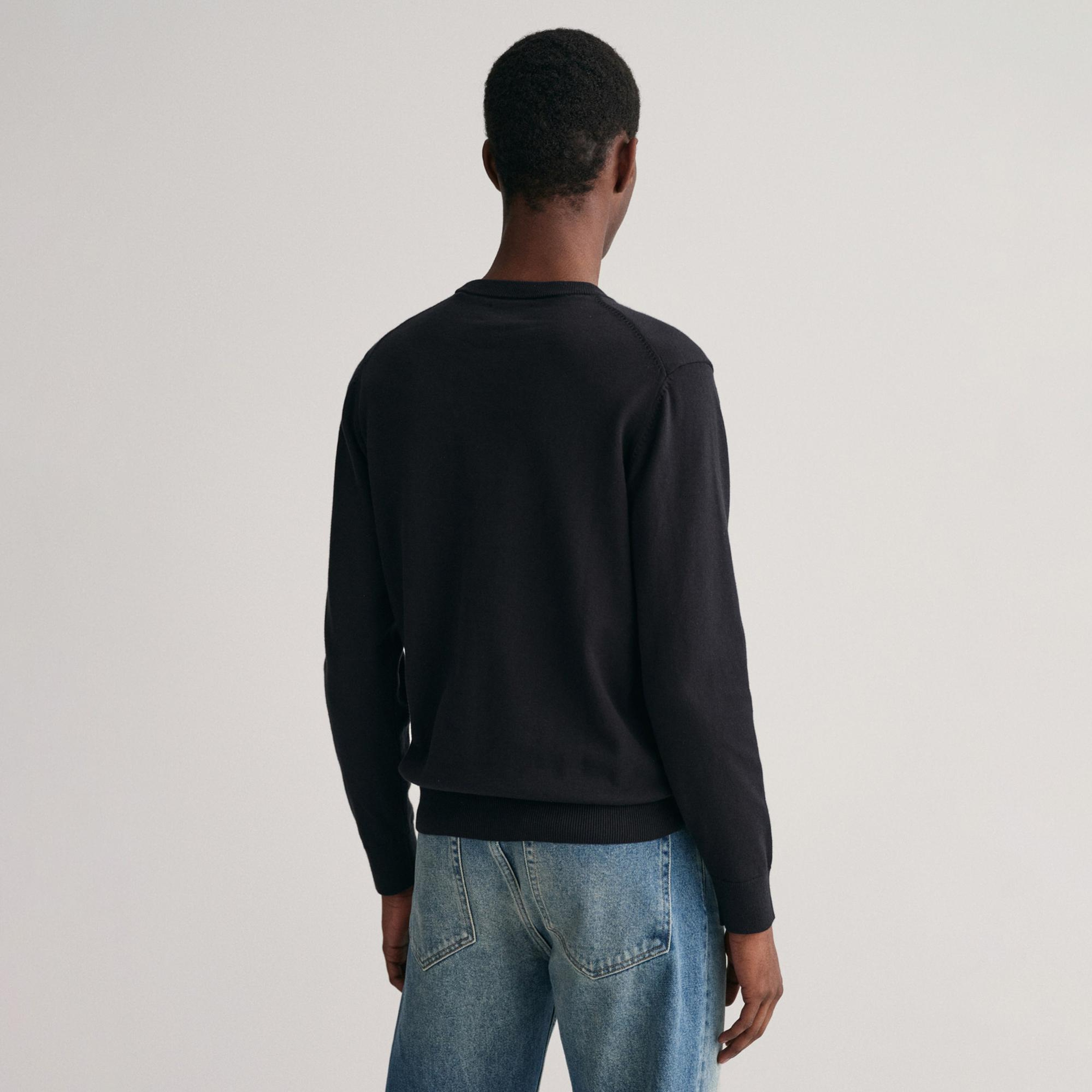 GANT Erkek Siyah Regular Fit Bisiklet Yaka Kazak