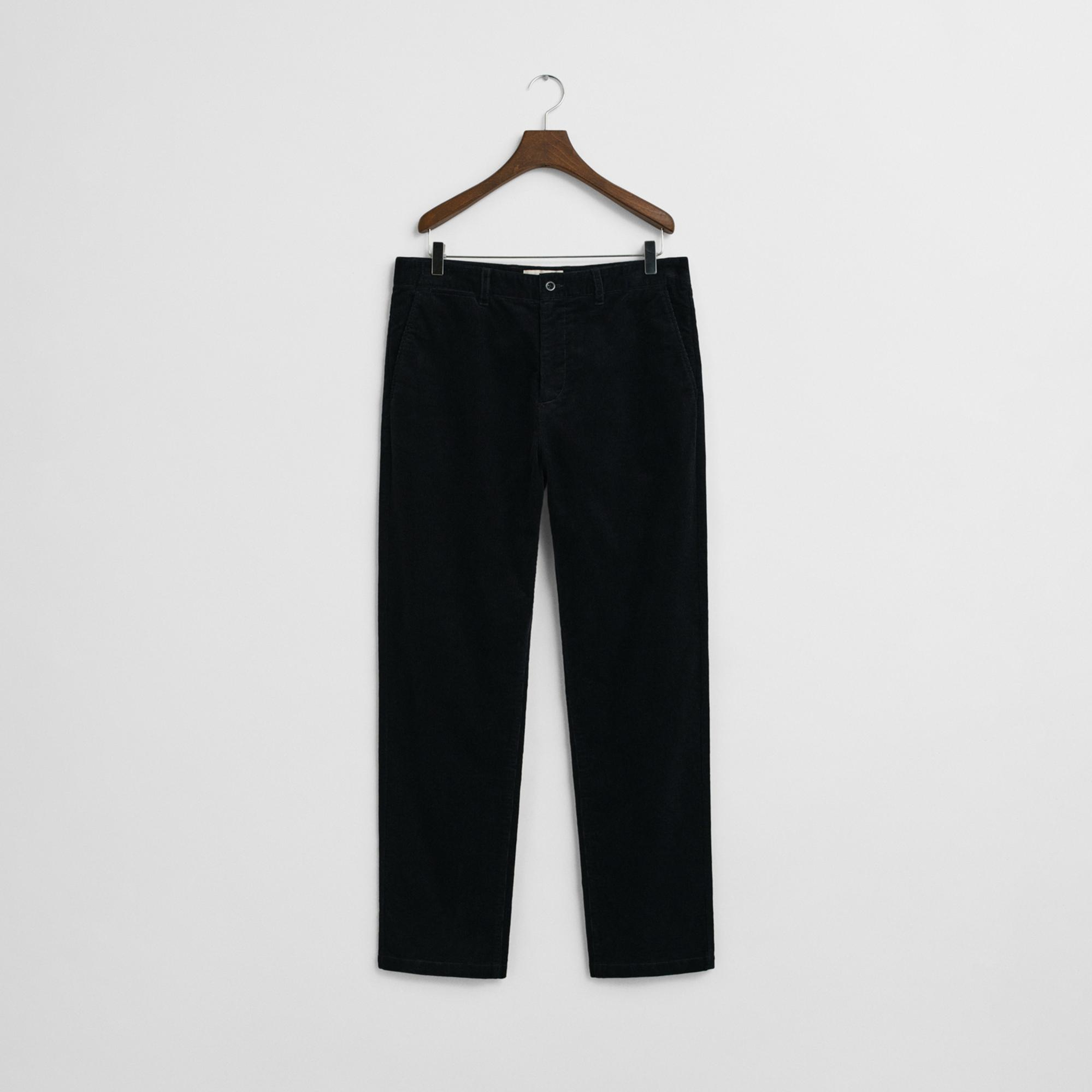 GANT Erkek Siyah Regular Fit Cord Chino Pantolon