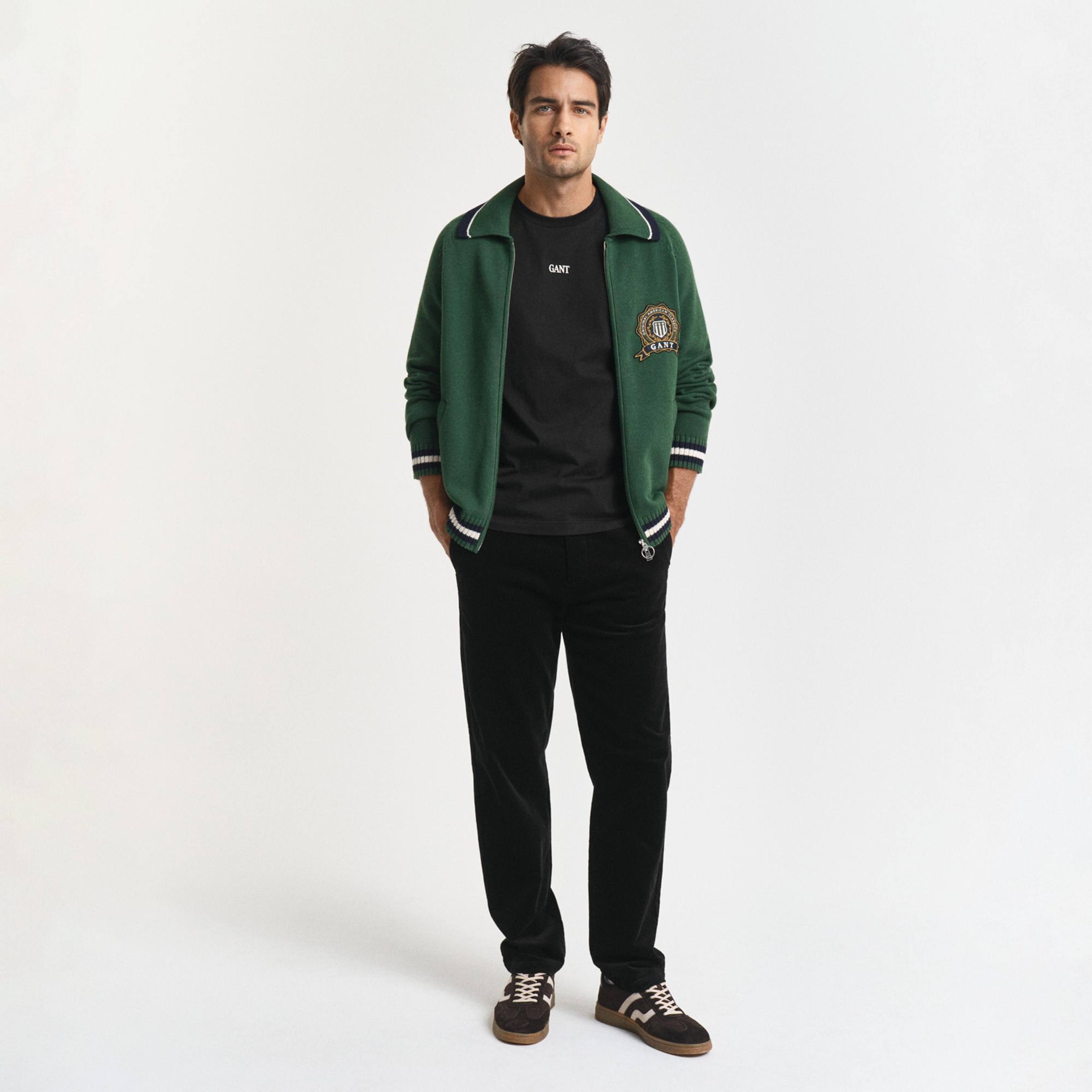 GANT Erkek Siyah Regular Fit Cord Chino Pantolon