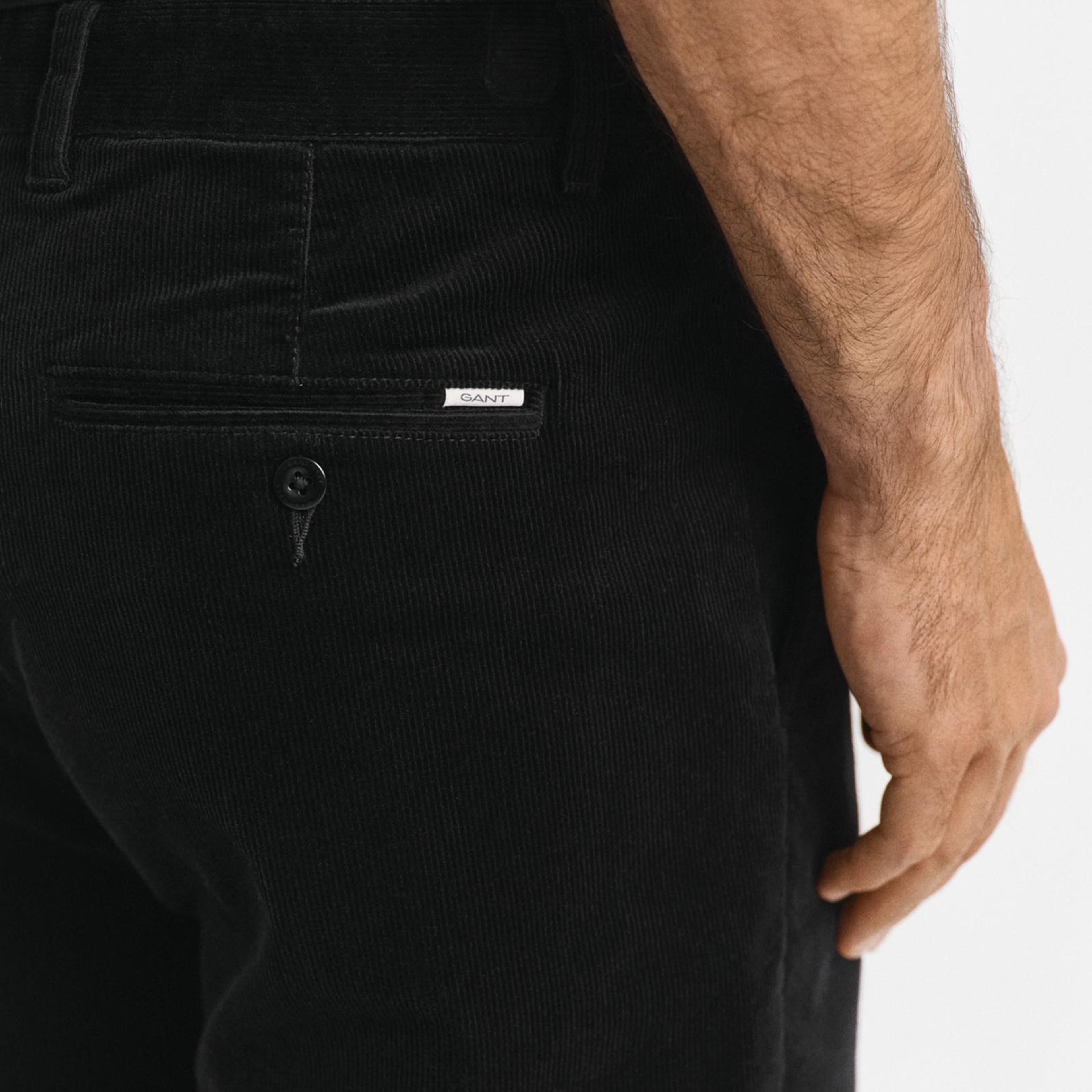GANT Erkek Siyah Regular Fit Cord Chino Pantolon