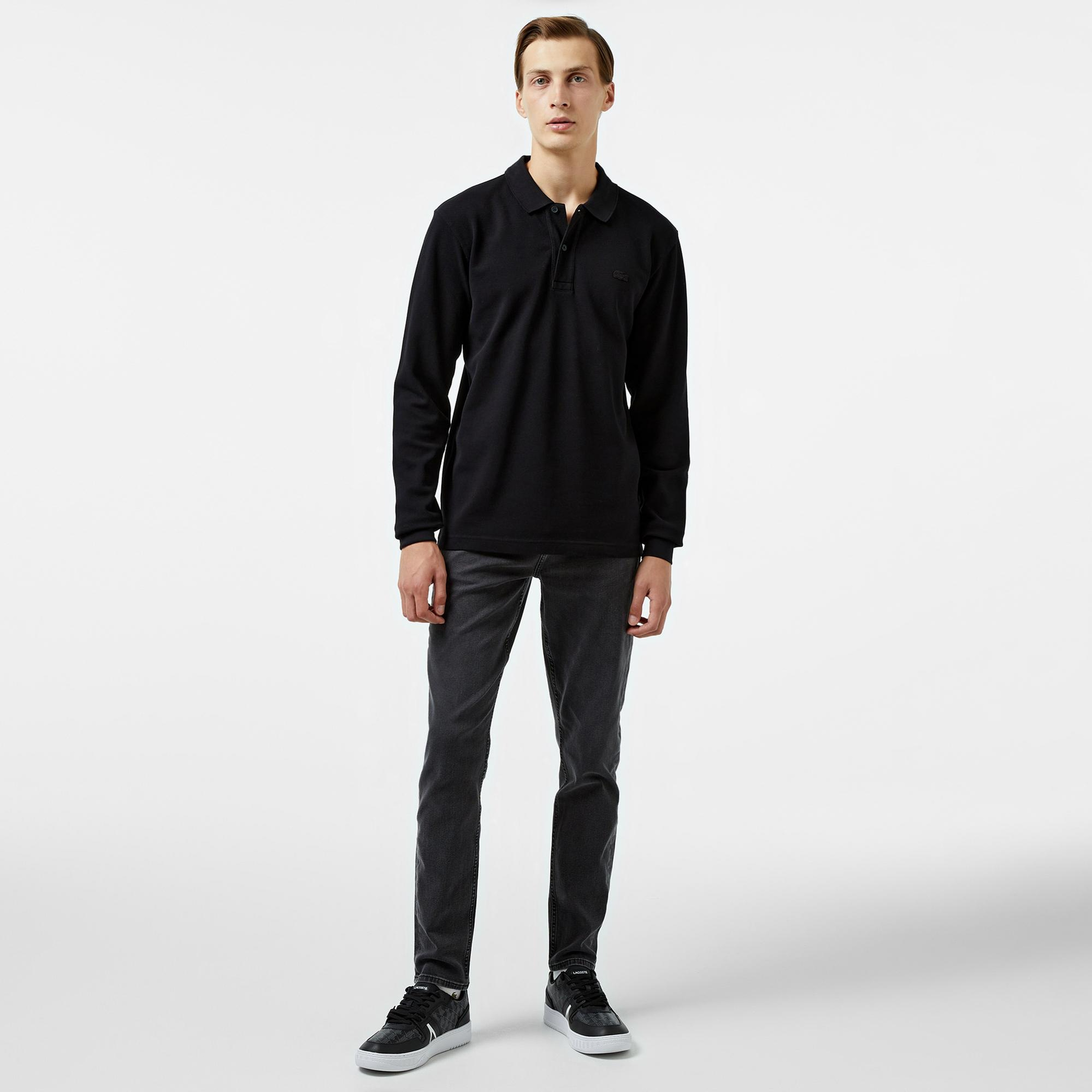 Lacoste Erkek Relaxed Fit Uzun Kollu Siyah Polo