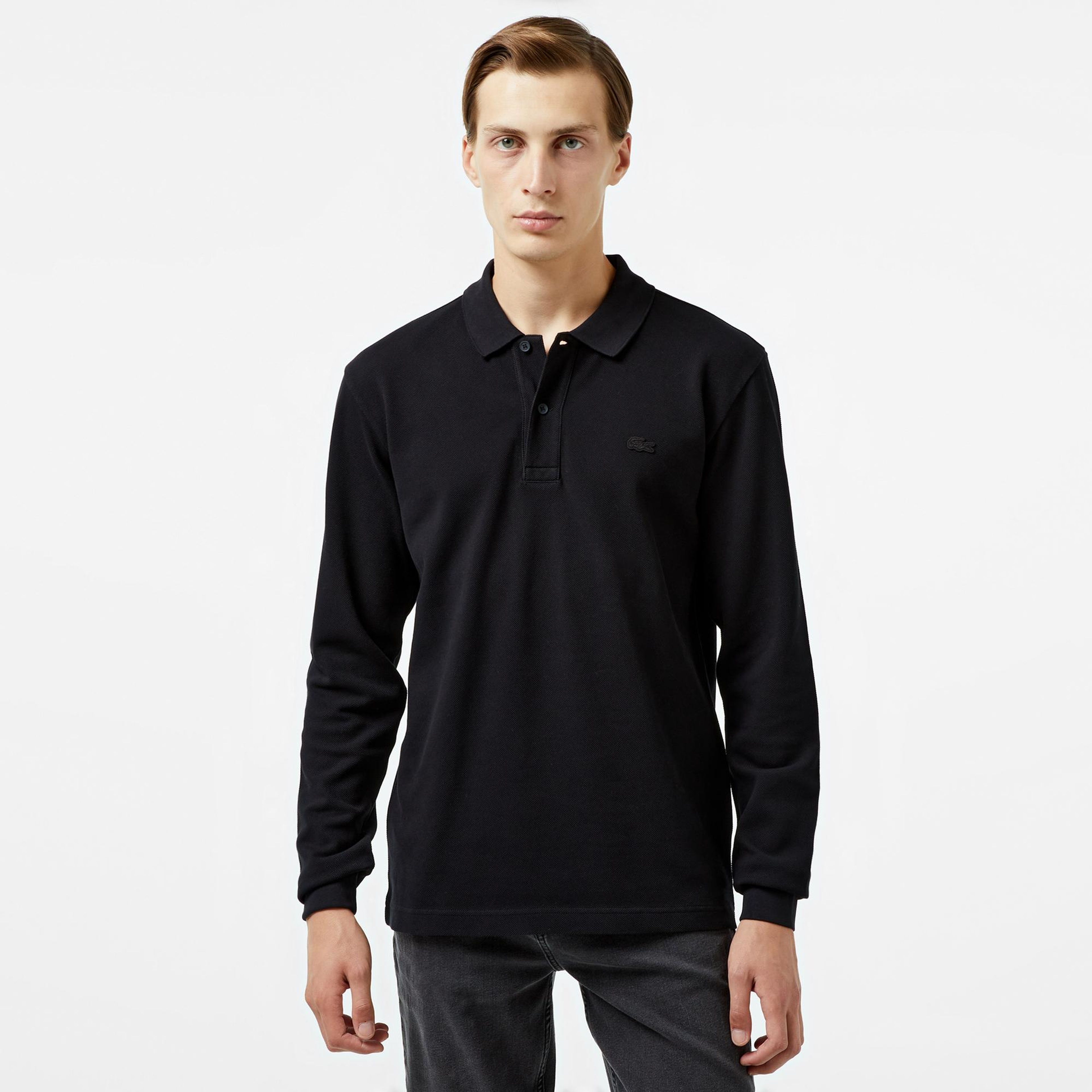 Lacoste Erkek Relaxed Fit Uzun Kollu Siyah Polo
