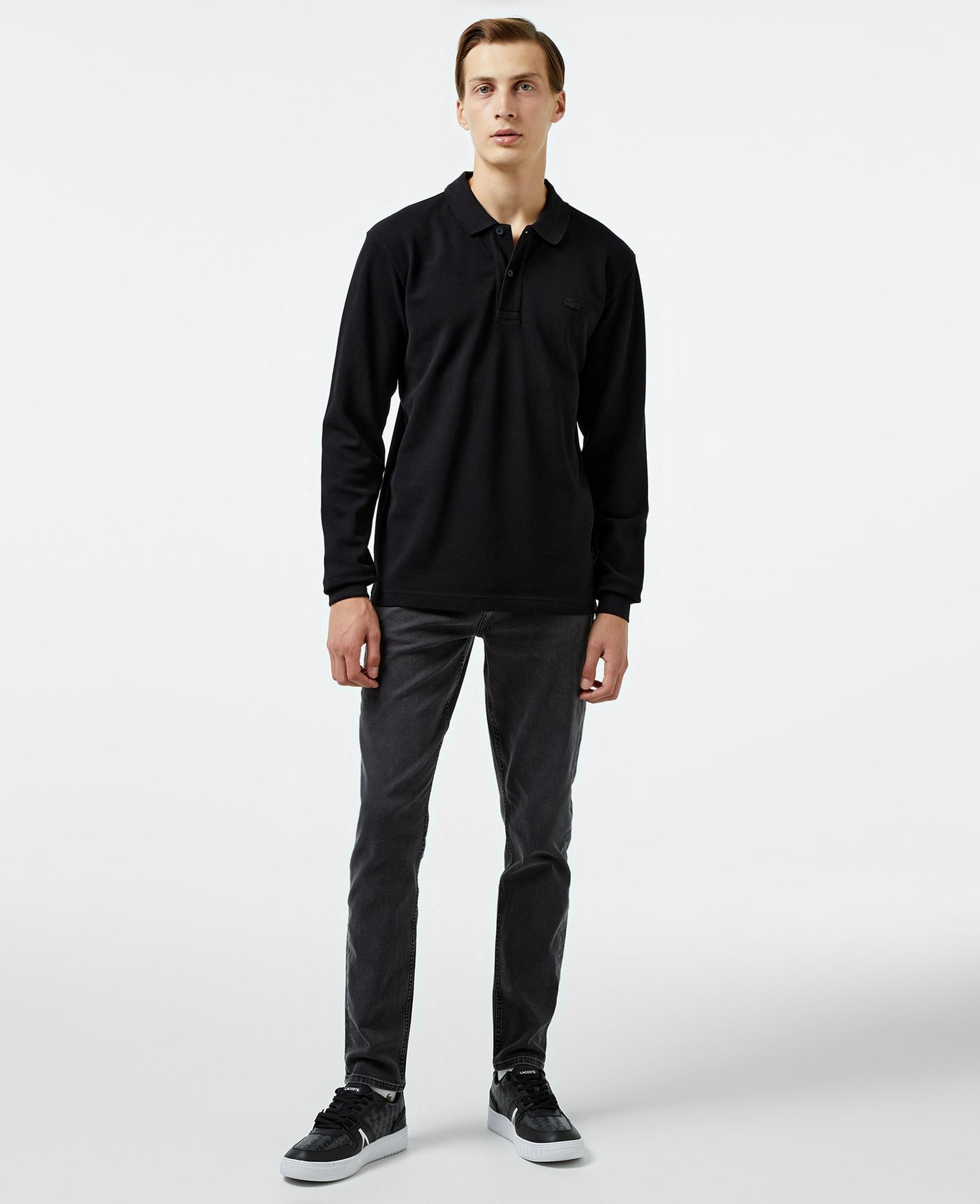 Lacoste Erkek Relaxed Fit Uzun Kollu Siyah Polo