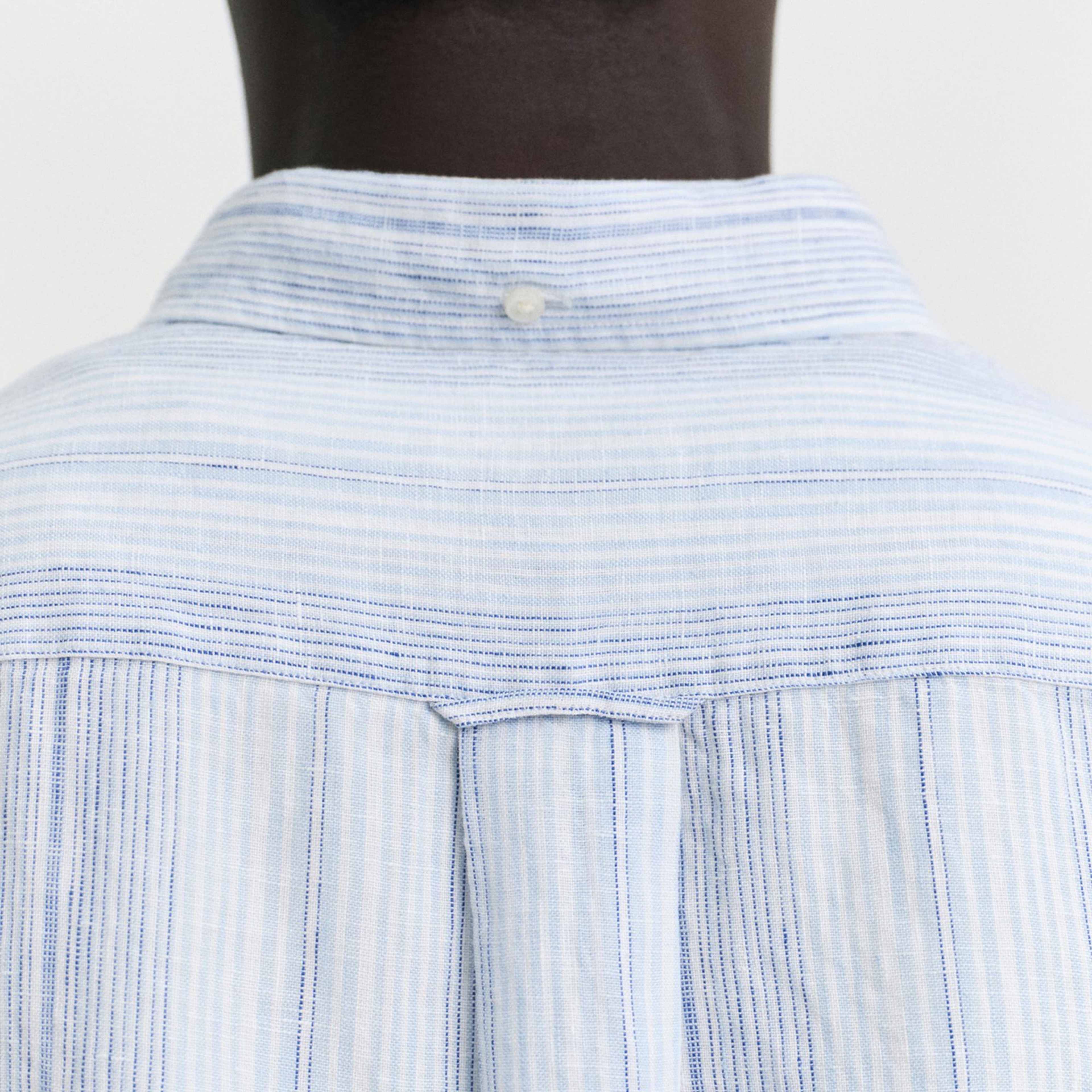 GANT Erkek Mavi Regular Fit Düğmeli Yaka Çizgili Gömlek