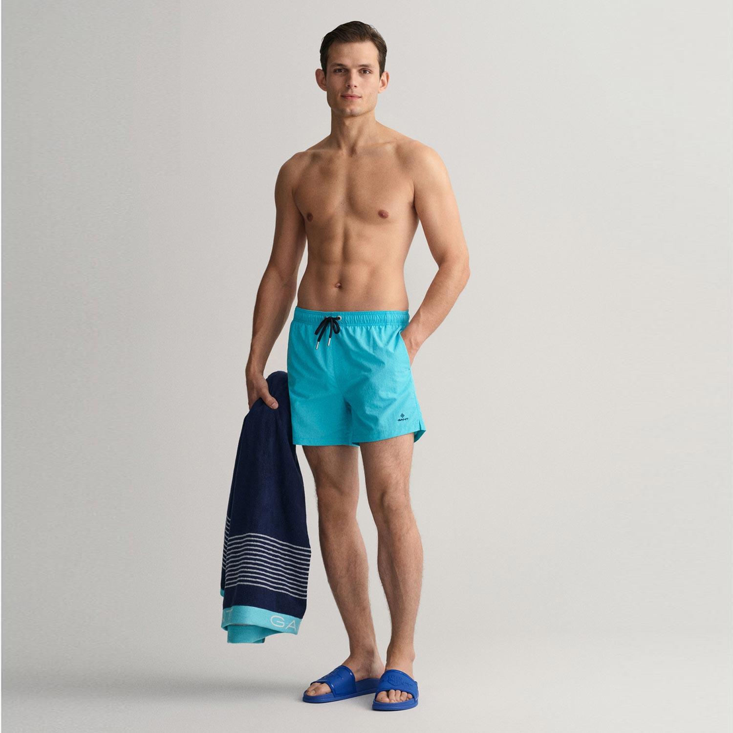 GANT Erkek Mavi Classic Fit Mayo Şort