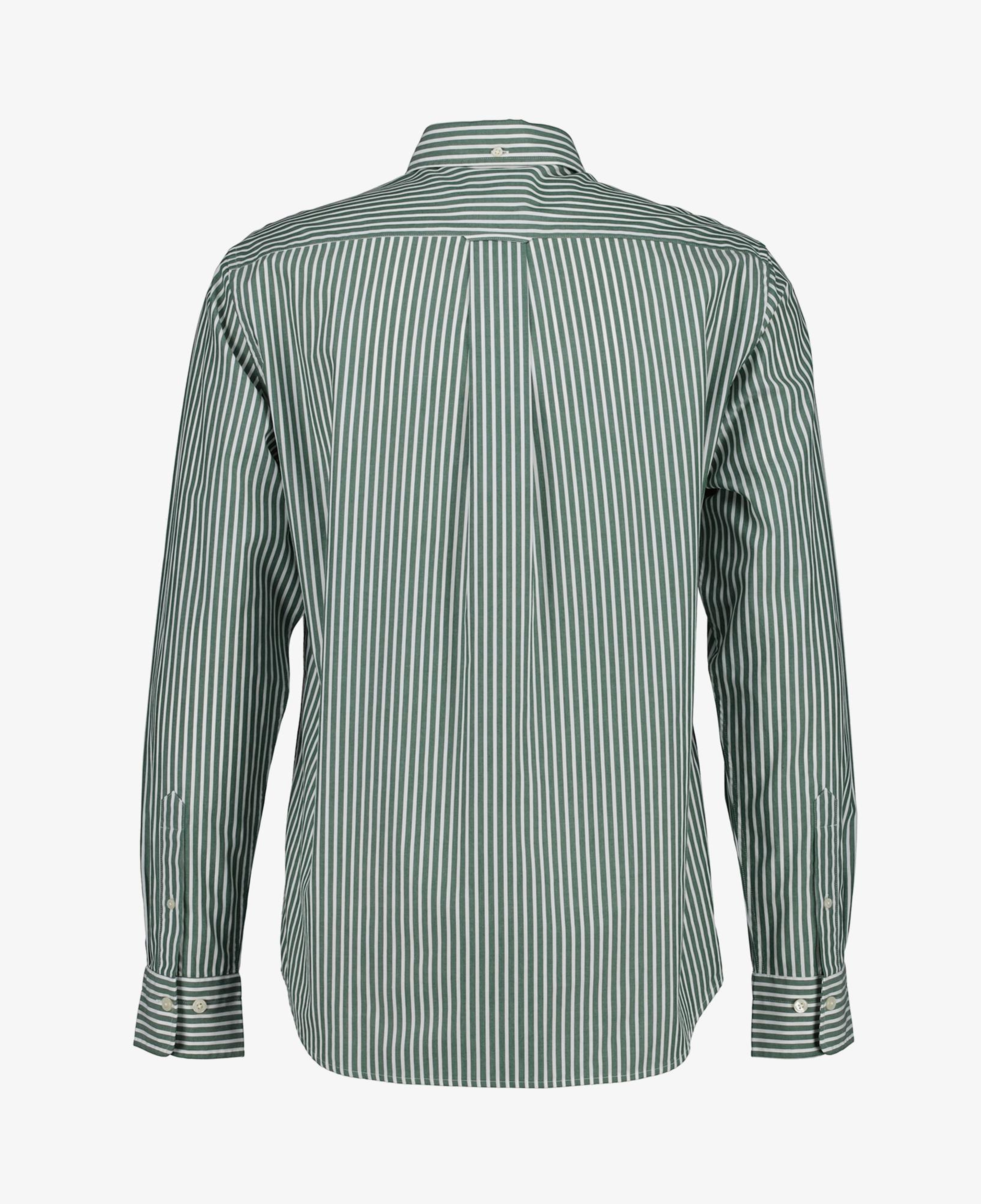 GANT Erkek Yeşil Regular Fit Düğmeli Yaka Çizgili Poplin Gömlek