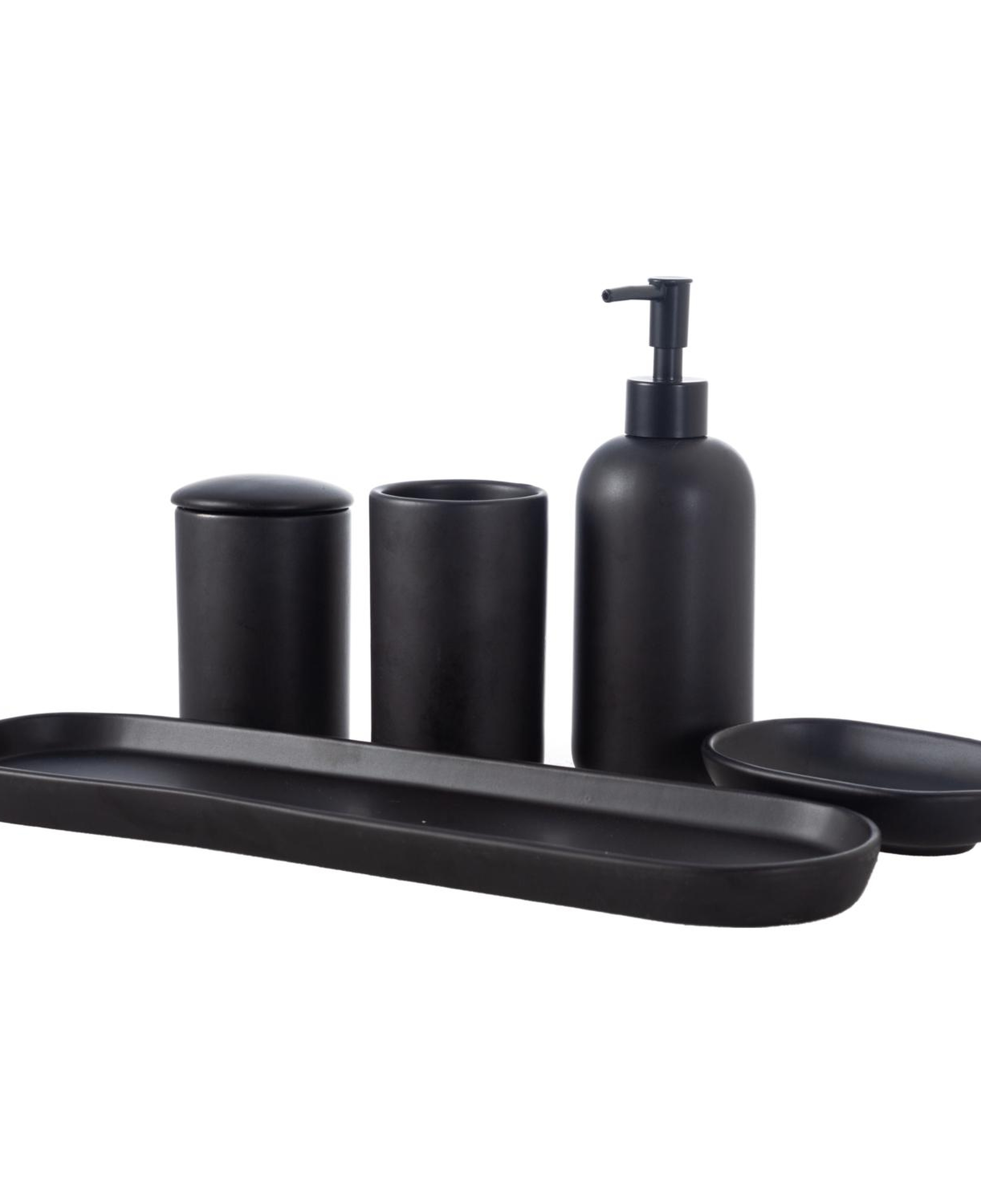 MAT SİYAH 5'Lİ KUTULU BANYO SETİ