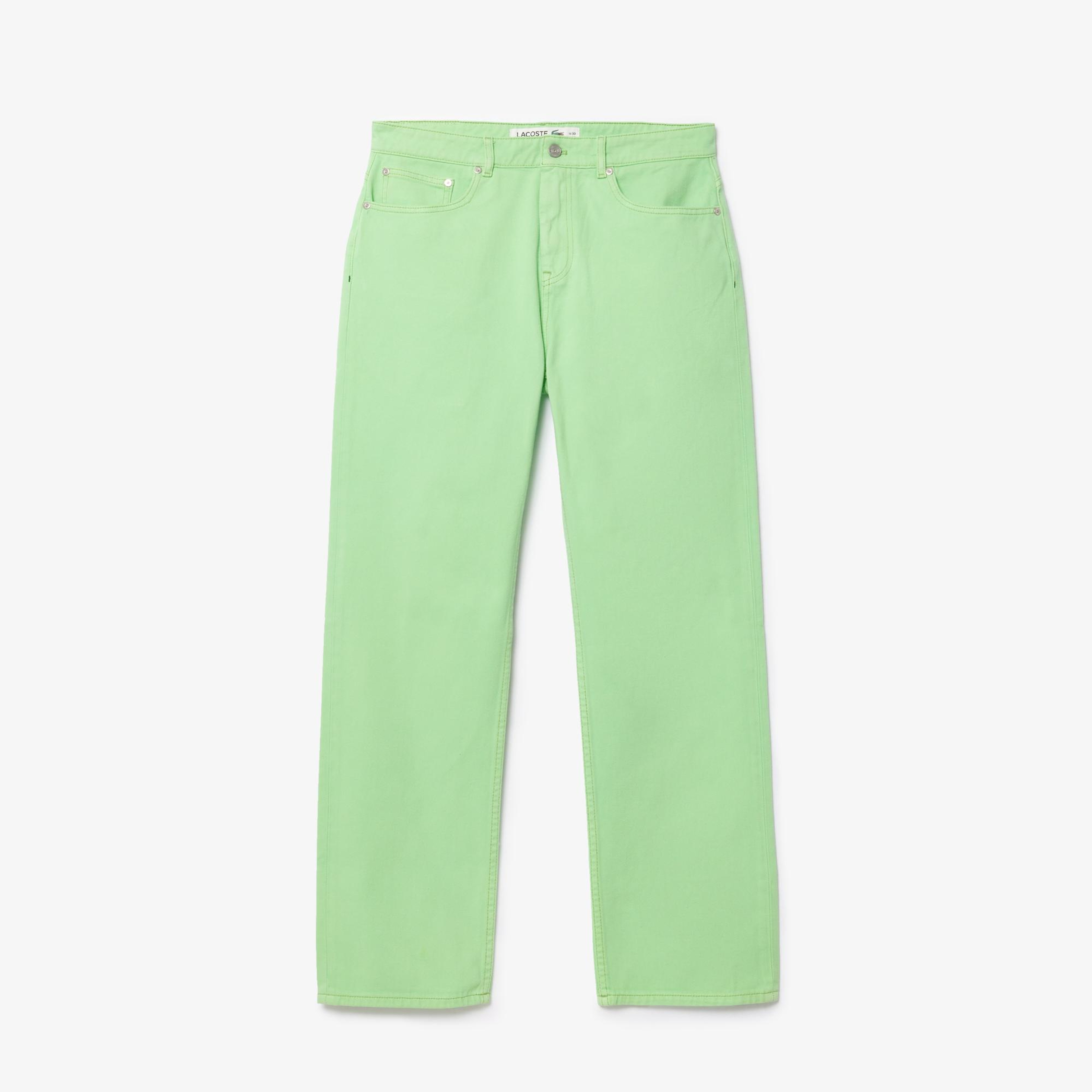 Erkek Straight Fit Denim Yeşil Pantolon