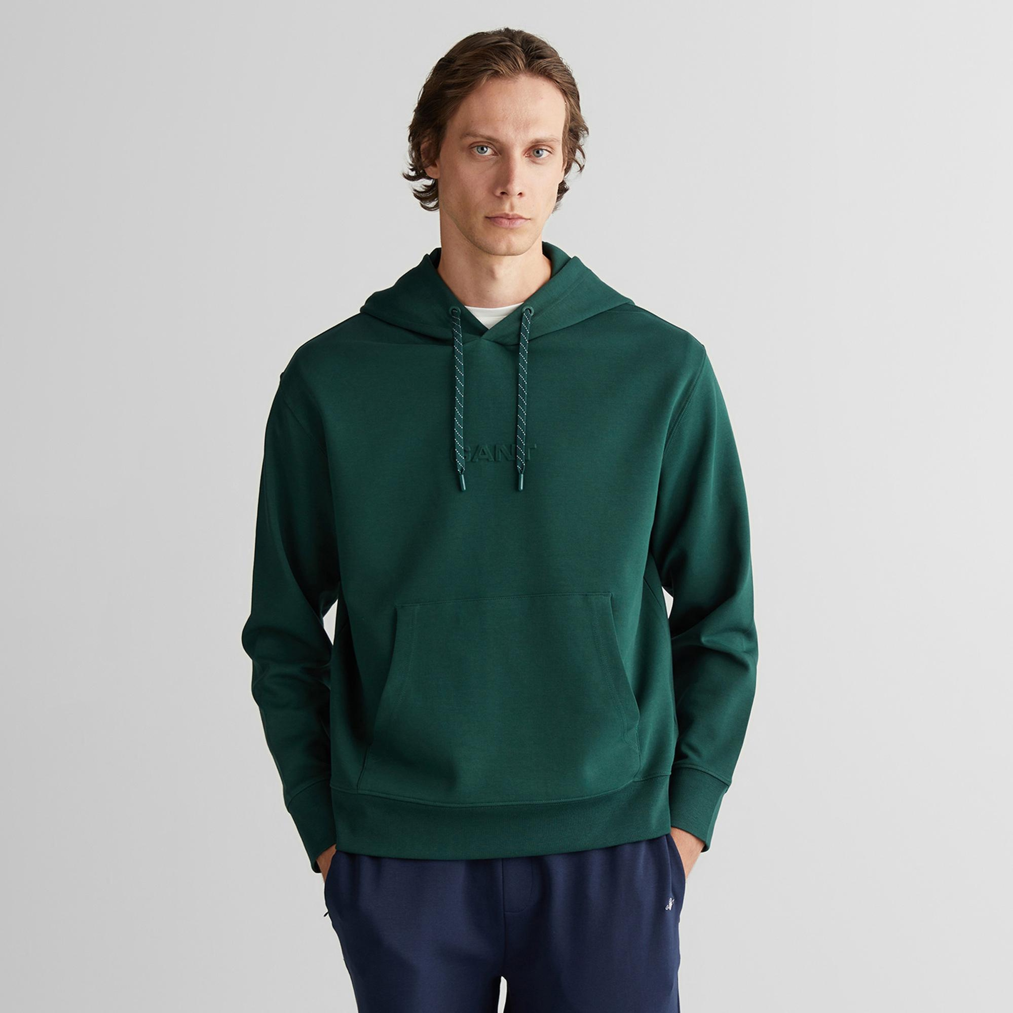 Erkek Yeşil Relaxed Fit Kapüşonlu Sweatshirt