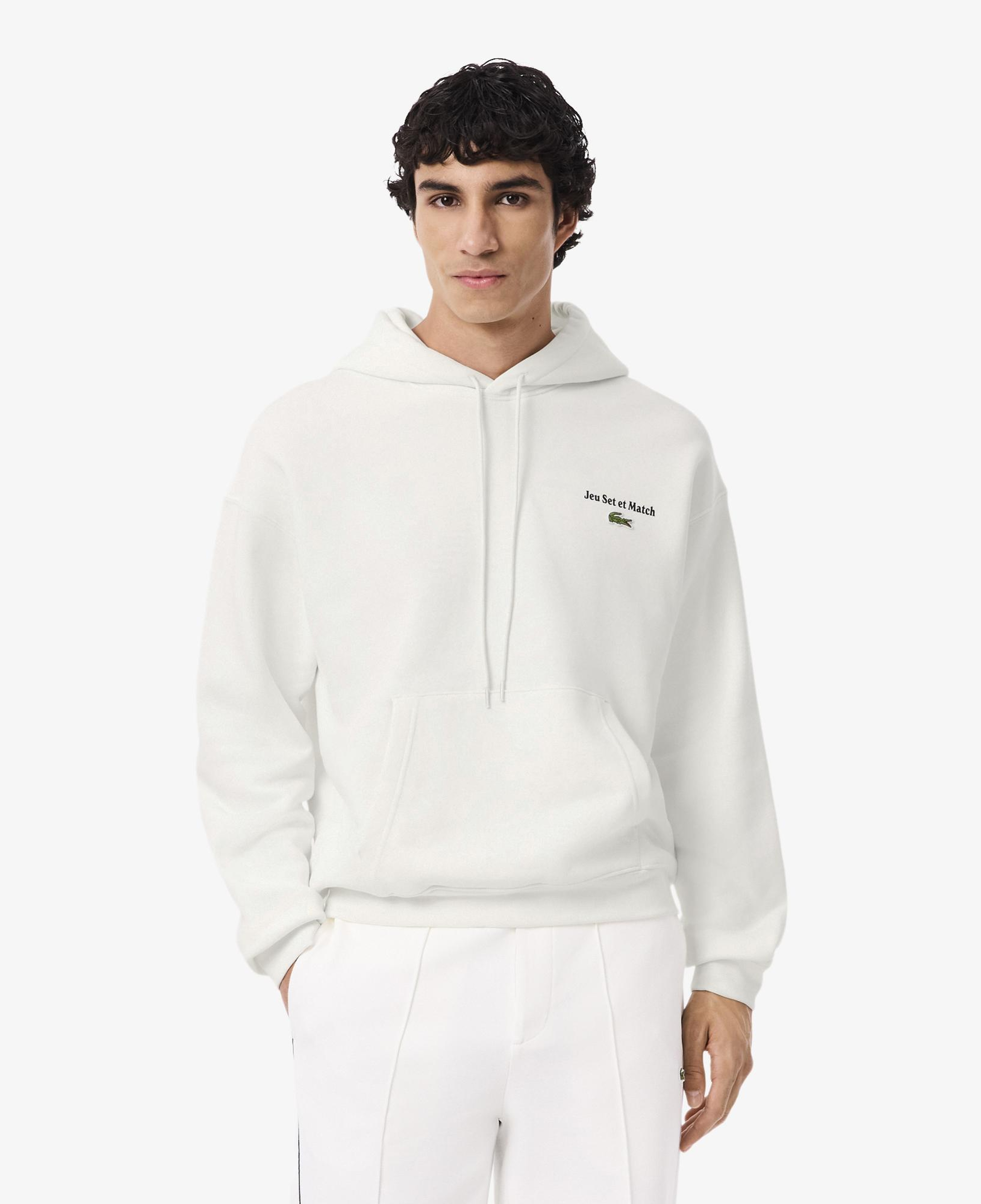 Lacoste Multi Print Fleece Erkek Beyaz Hoodie