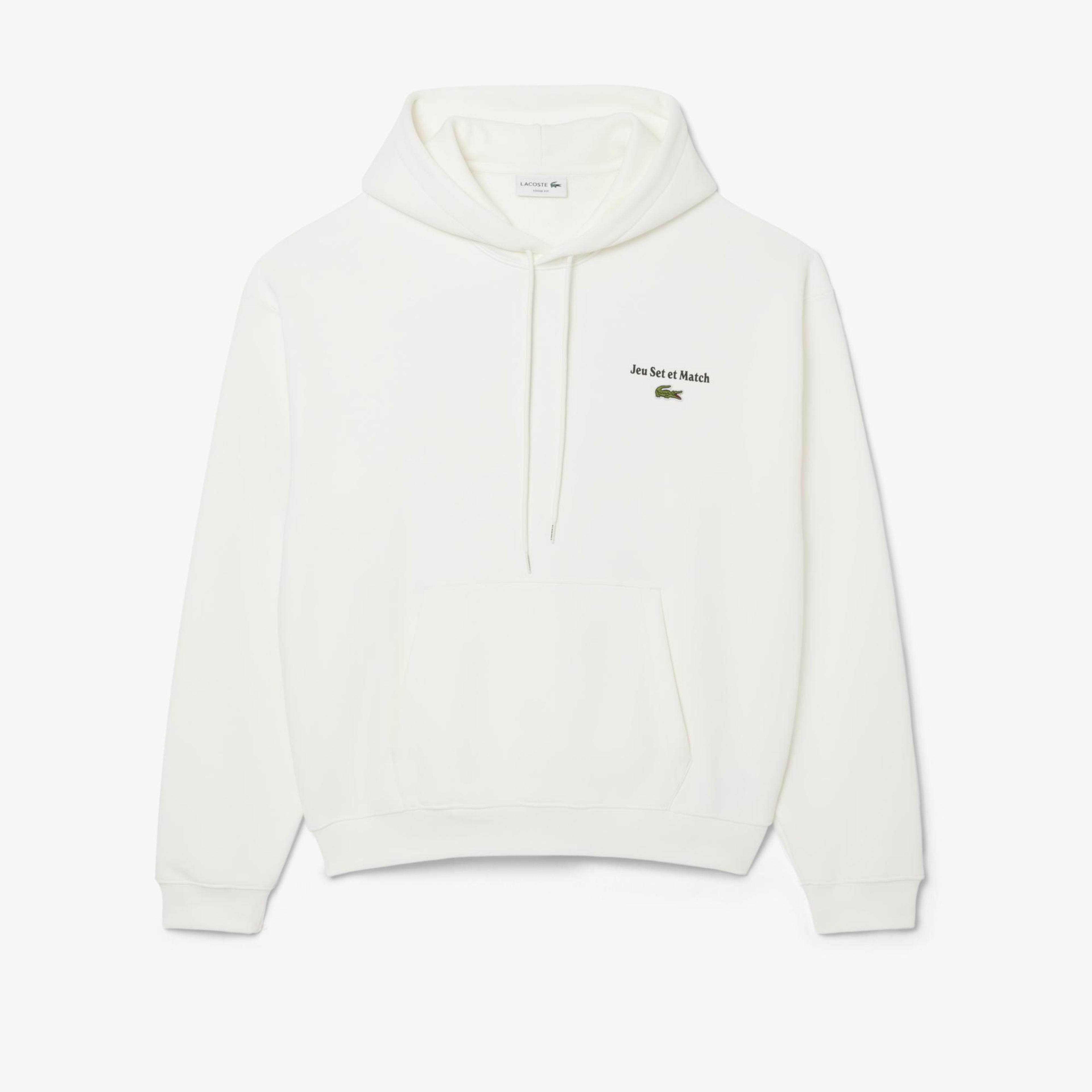 Lacoste Multi Print Fleece Erkek Beyaz Hoodie