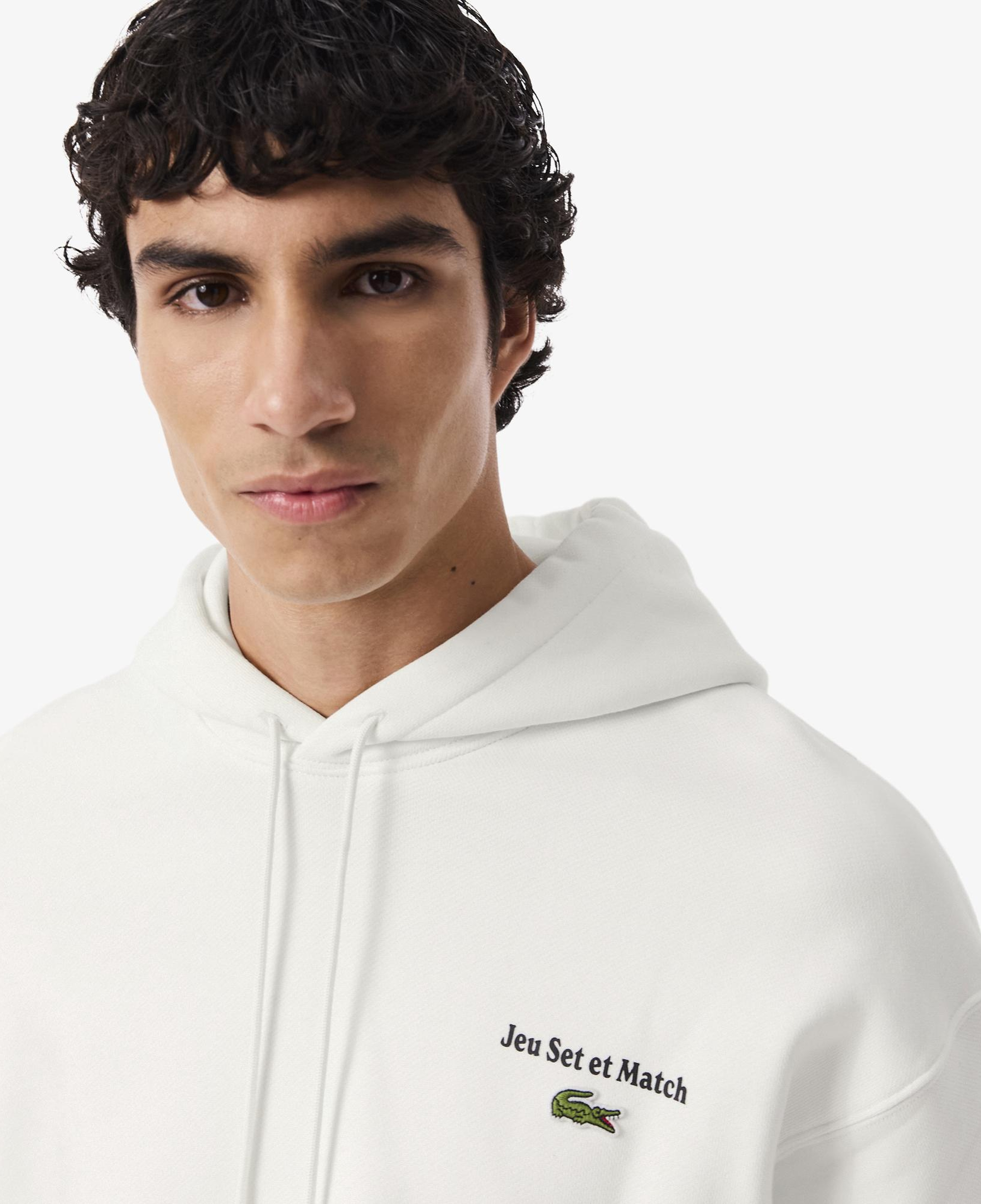 Lacoste Multi Print Fleece Erkek Beyaz Hoodie