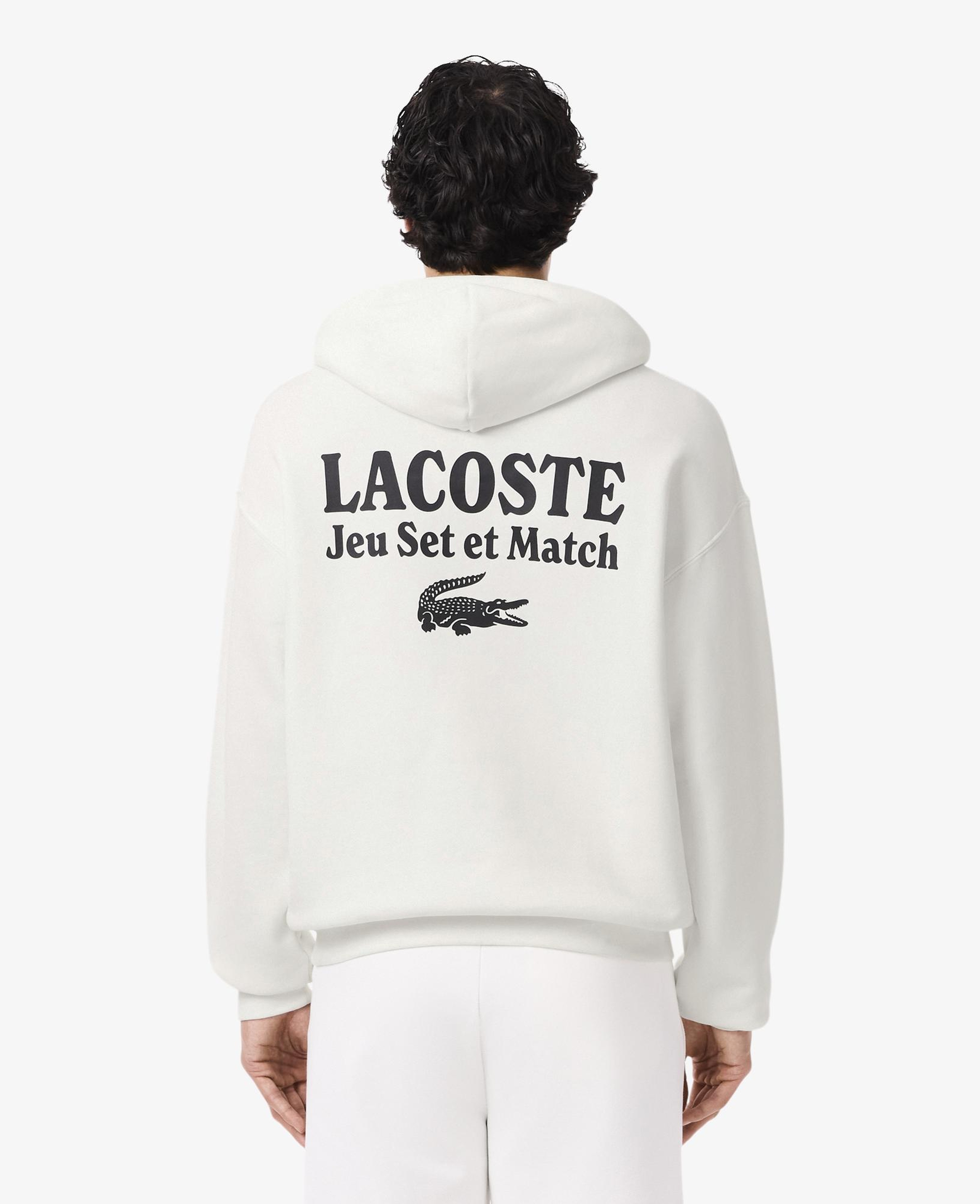 Lacoste Multi Print Fleece Erkek Beyaz Hoodie