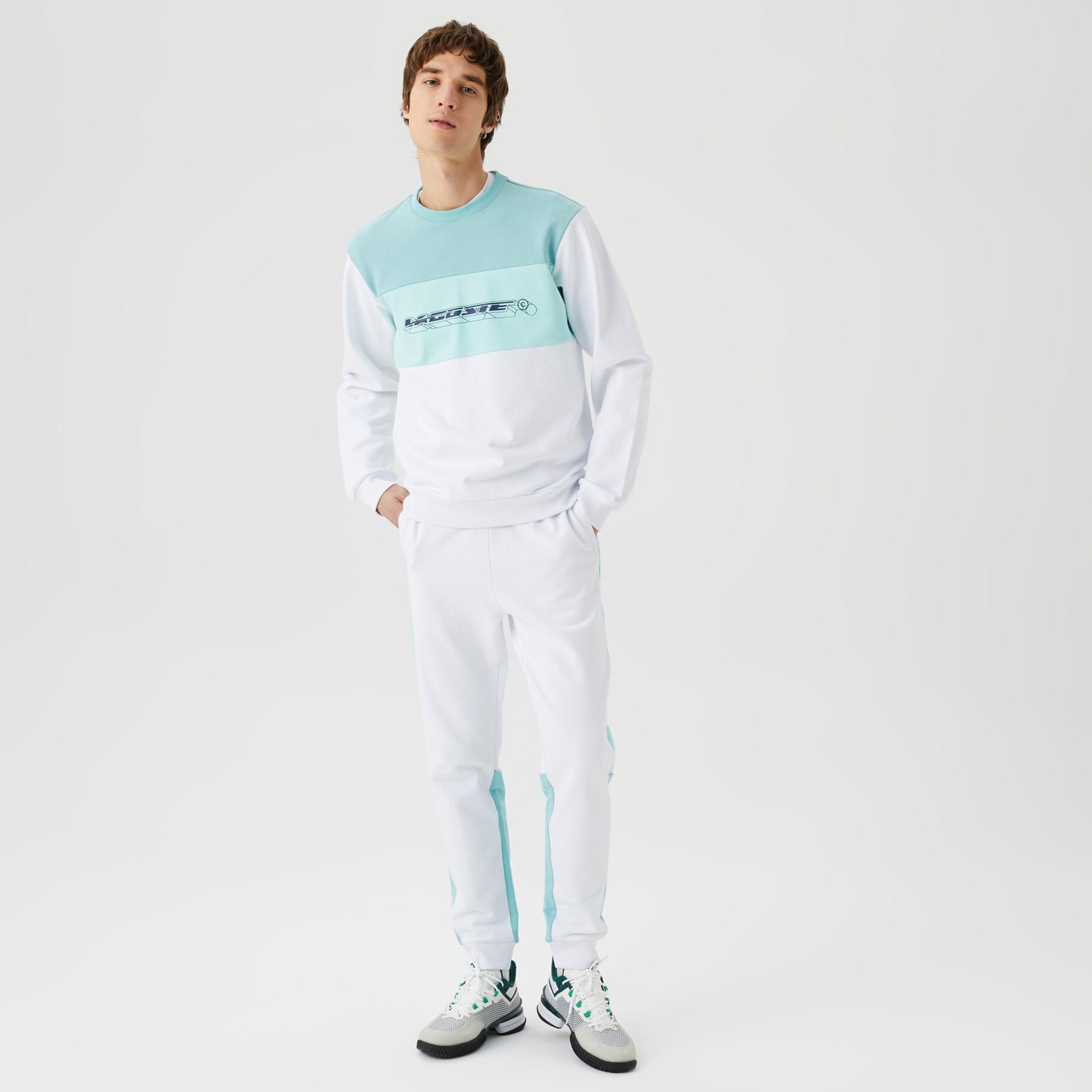 Erkek Relaxed Fit Bisiklet Yaka Baskılı Beyaz Sweatshirt
