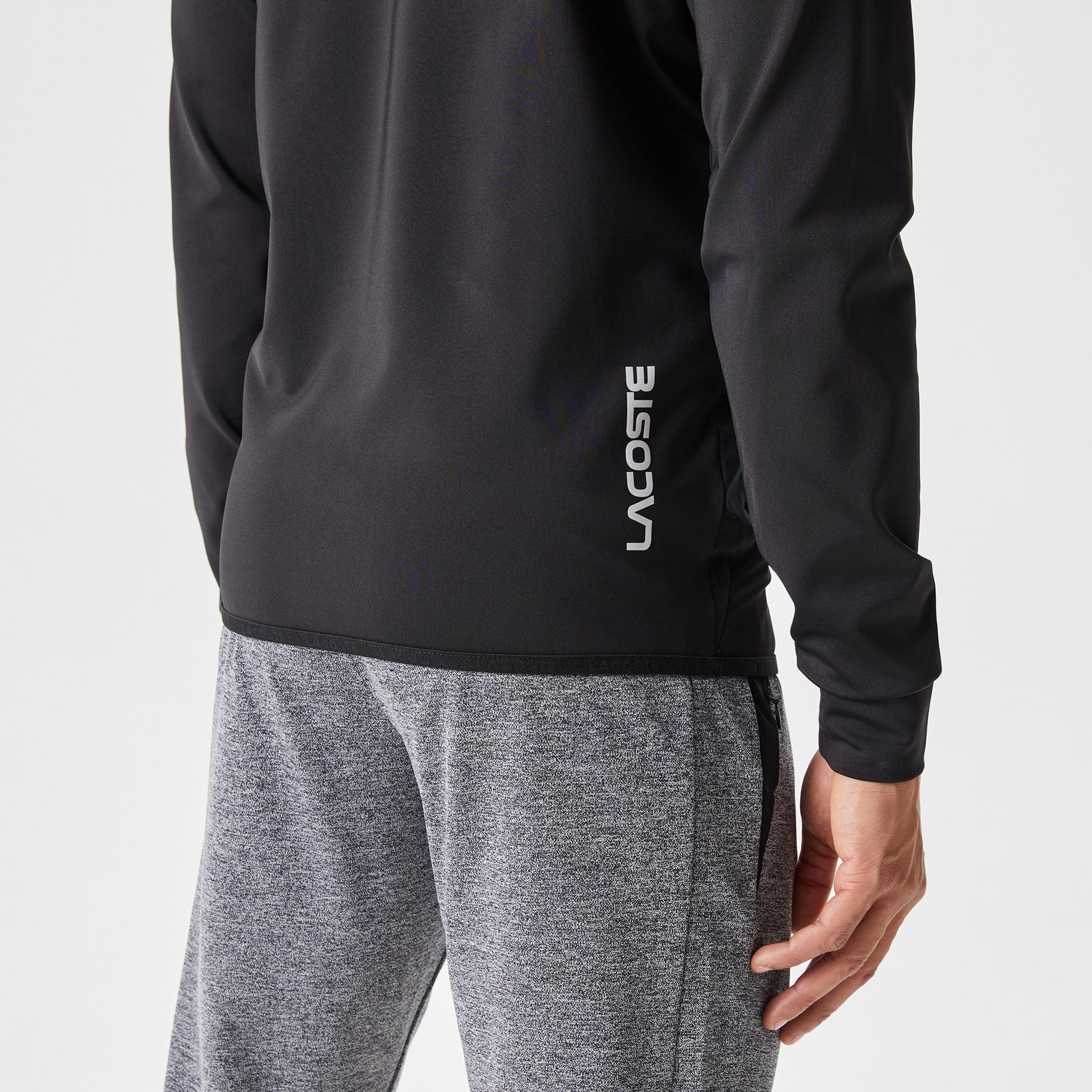 Erkek Slim Fit Kapüşonlu Desenli Gri Sweatshirt