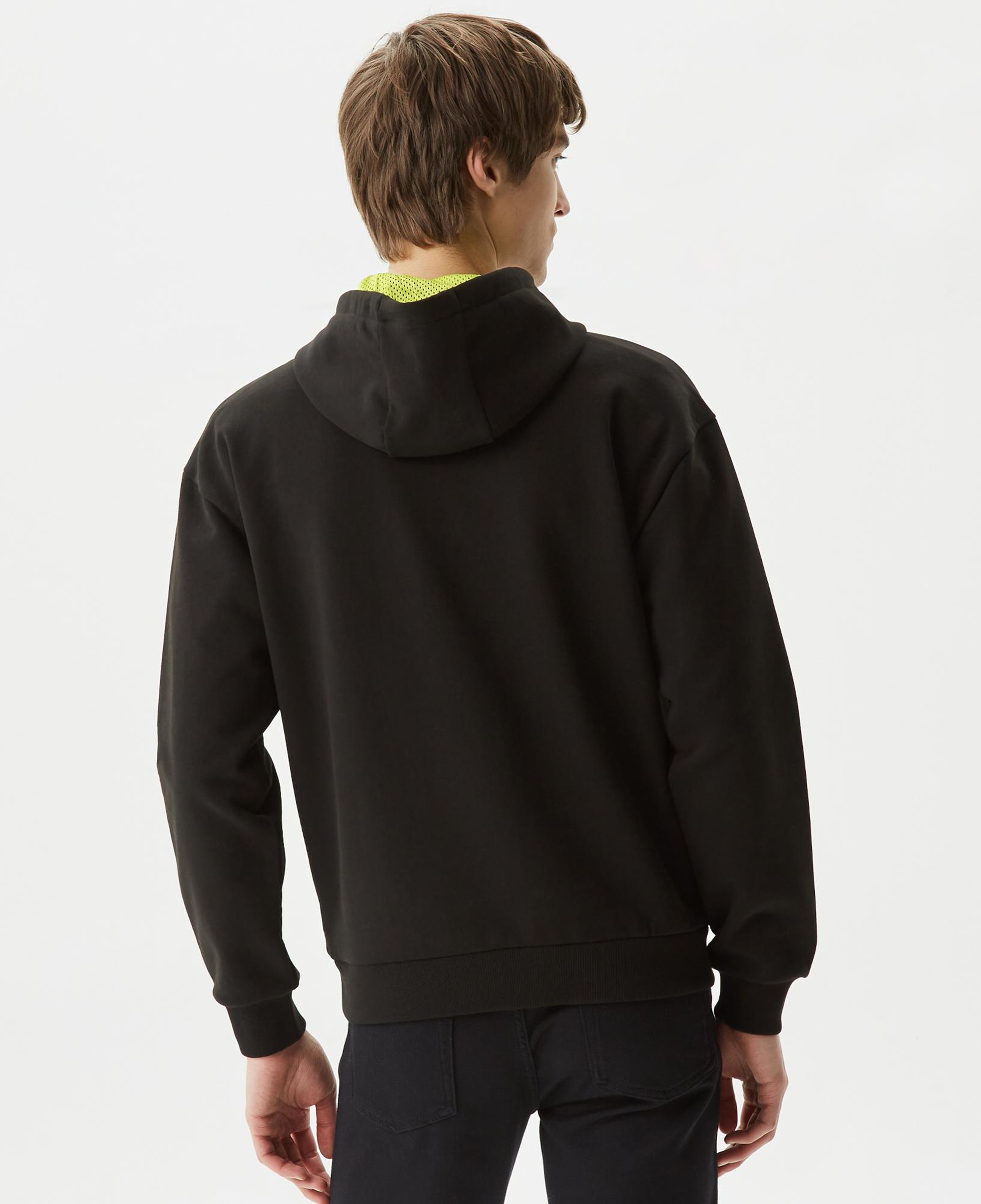 Erkek Relaxed Fit Kapüşonlu Baskılı Siyah Sweatshirt