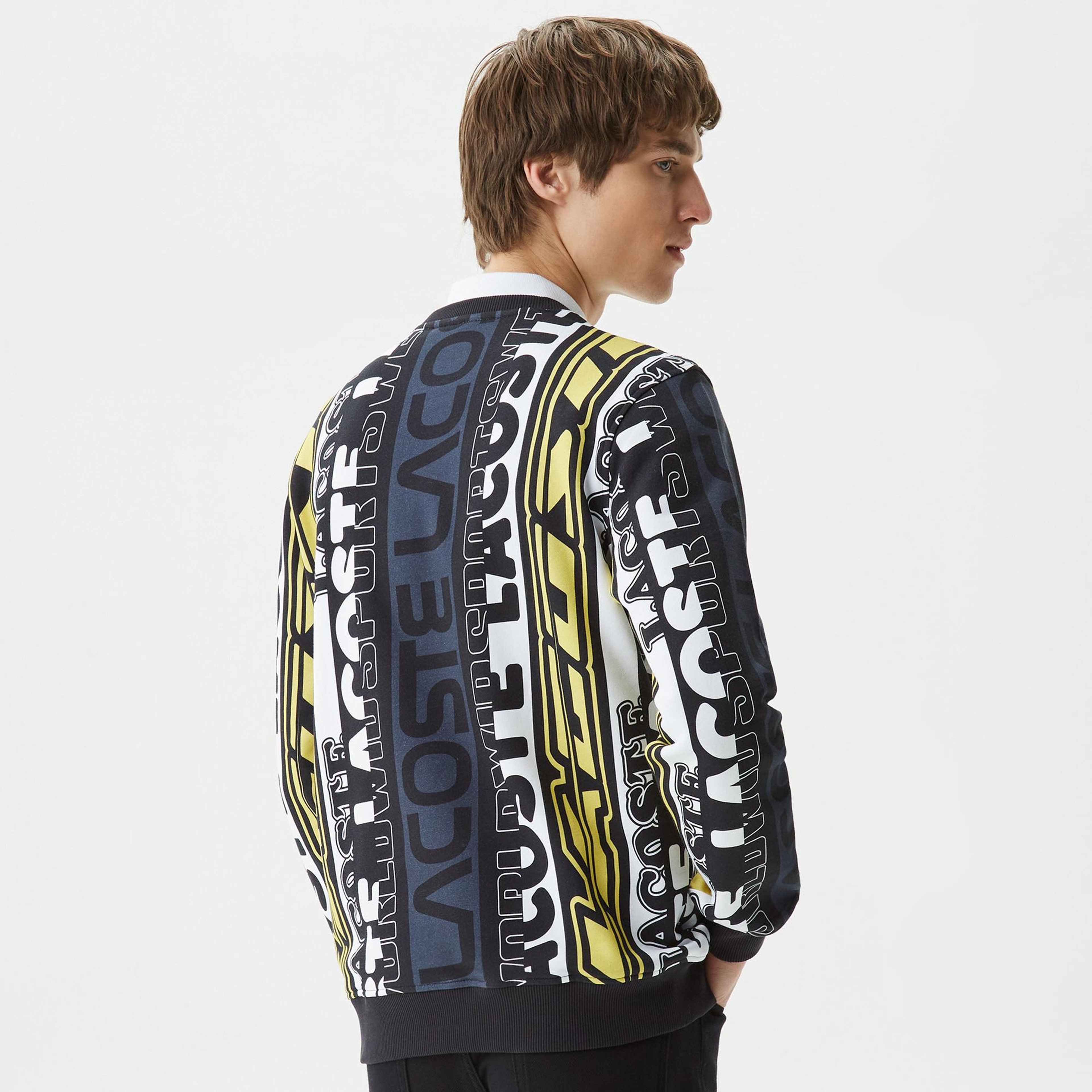 Erkek Classic Fit Bisiklet Yaka Baskılı Siyah Sweatshirt