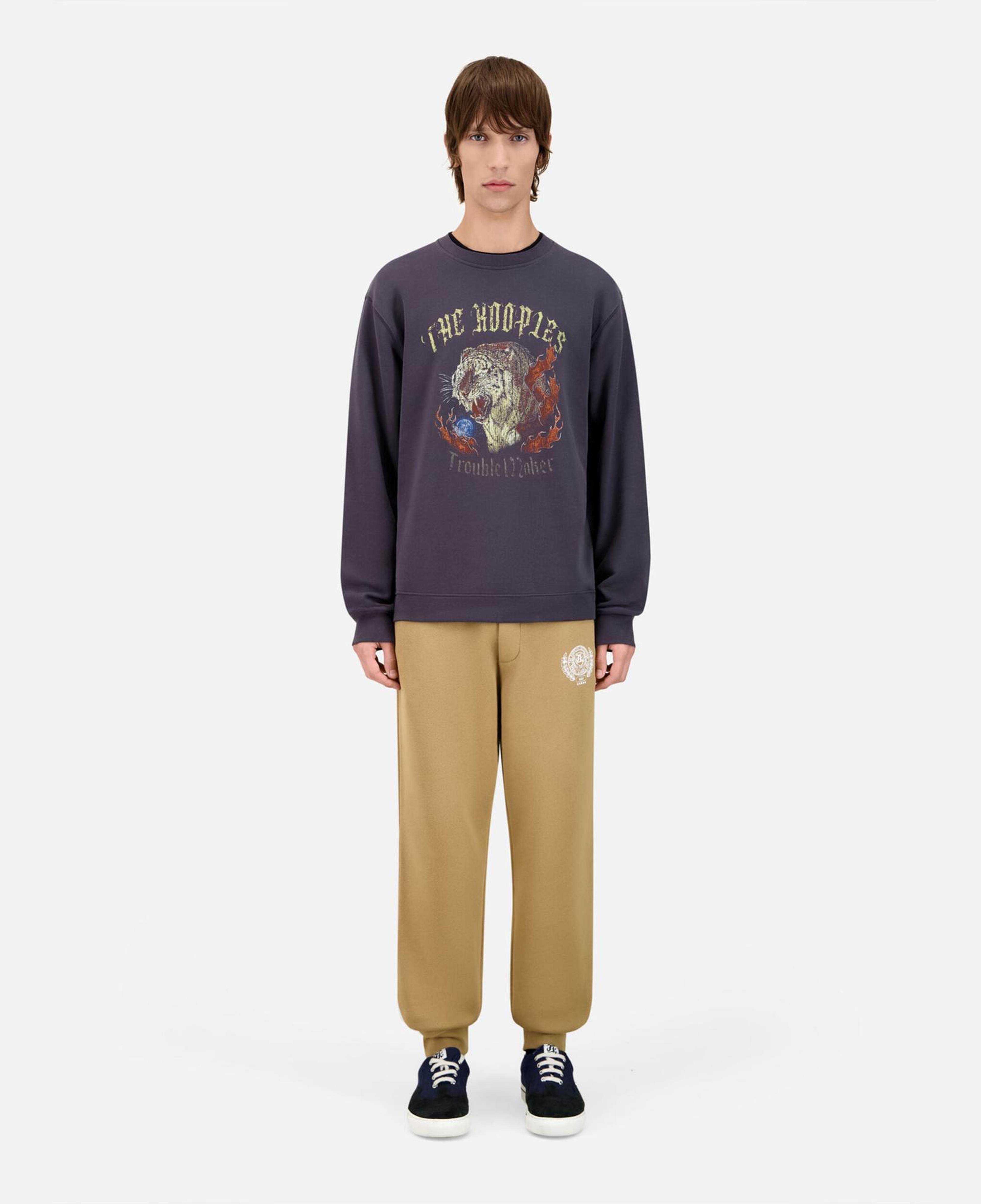 ERKEK BASKILI BİSİKLET YAKA GRİ SWEATSHIRT