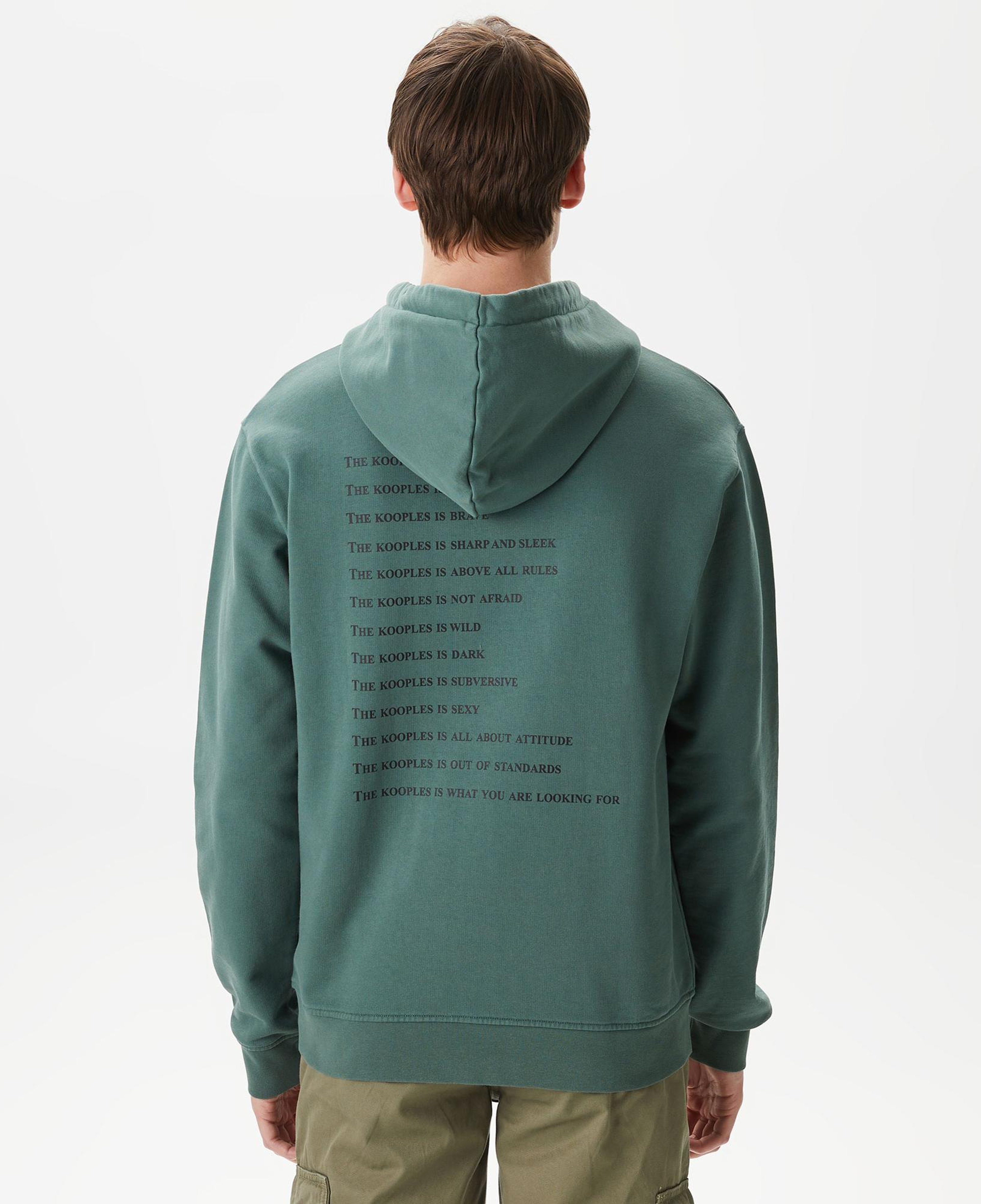 ERKEK BASKILI KAPÜŞONLU YEŞİL SWEATSHIRT
