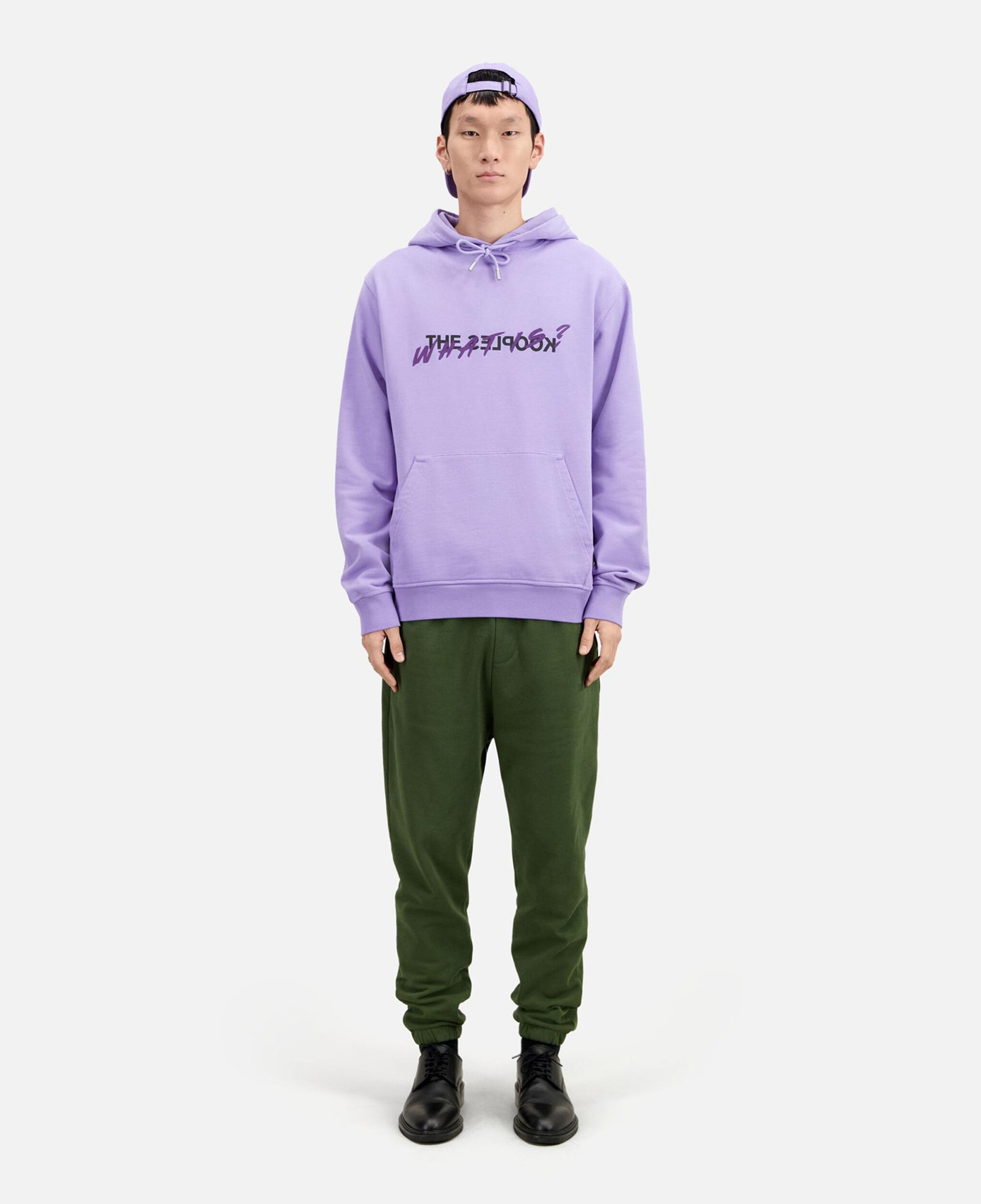 ERKEK BASKILI KAPÜŞONLU MOR SWEATSHIRT