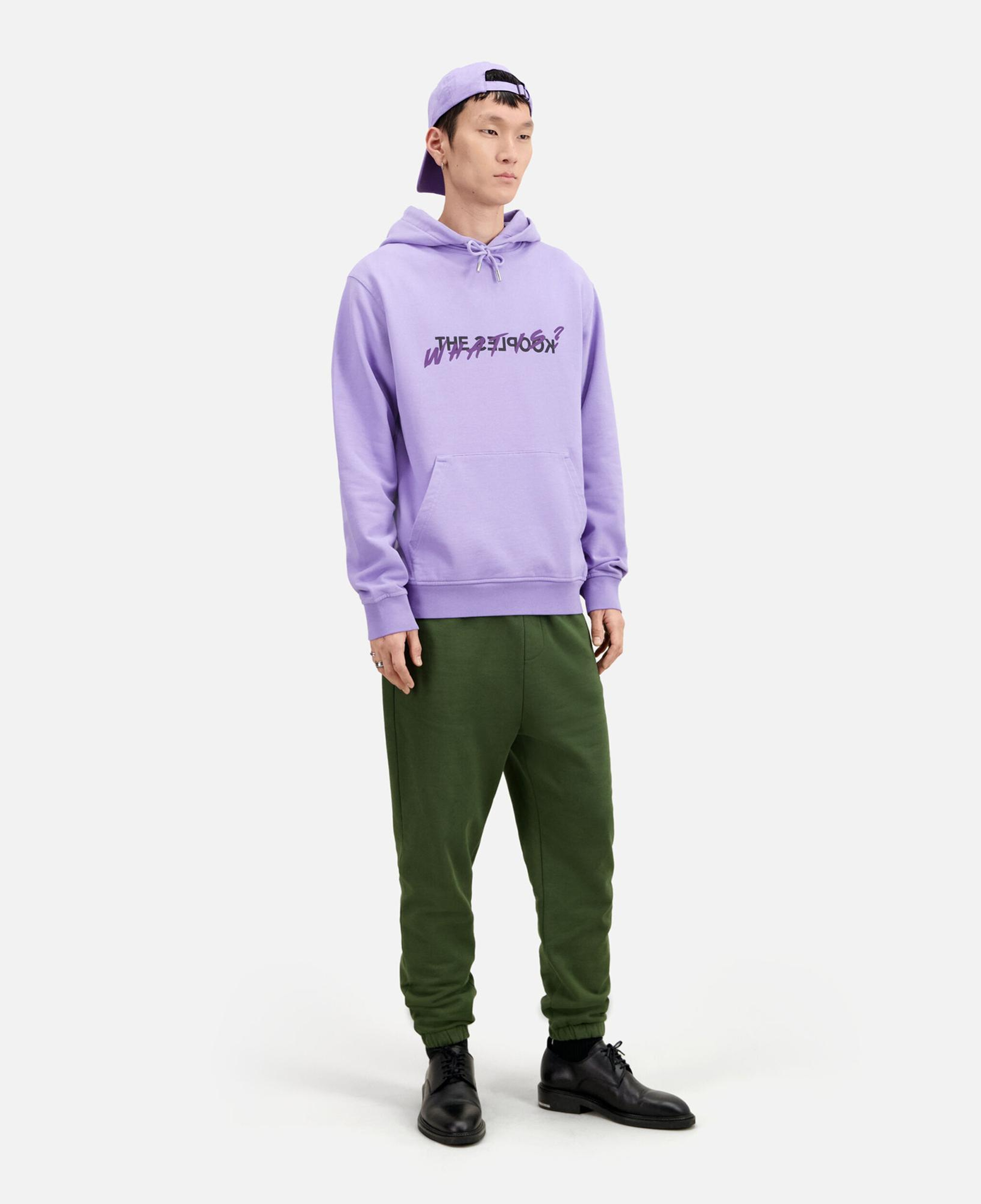 ERKEK BASKILI KAPÜŞONLU MOR SWEATSHIRT
