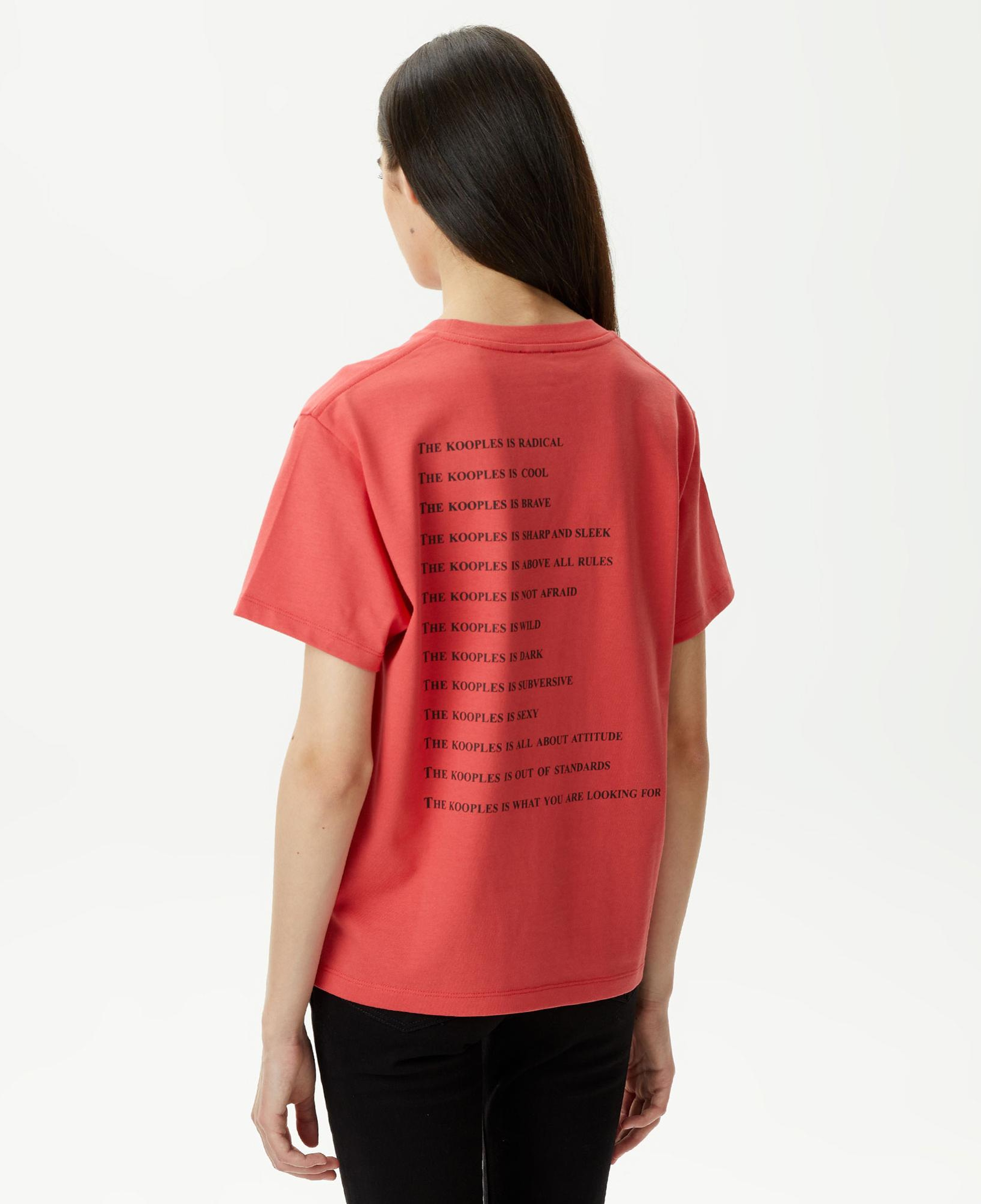KADIN BASKILI BİSİKLET YAKA KIRMIZI T-SHIRT