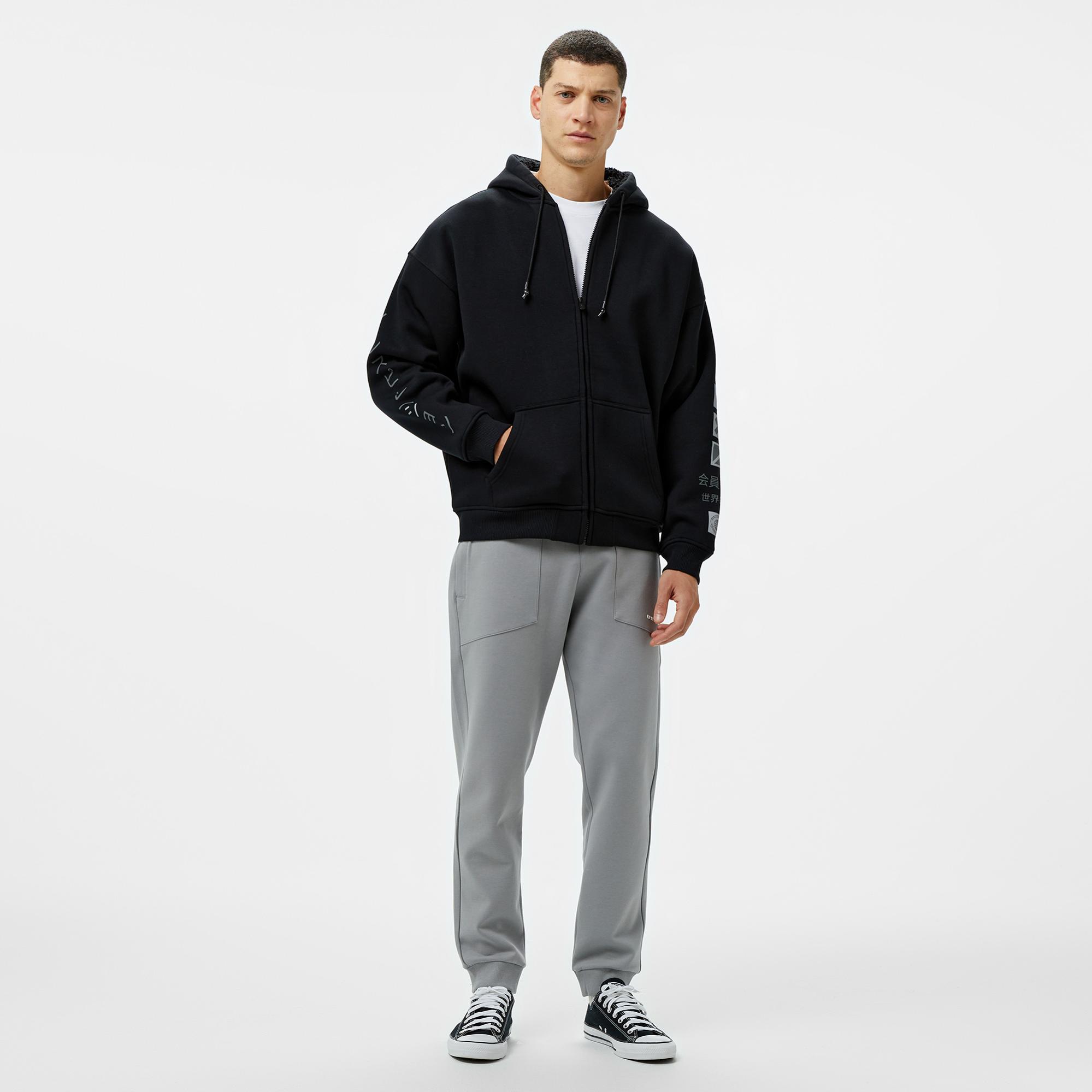 UNITED4 Erkek Siyah Eşofman Üstü