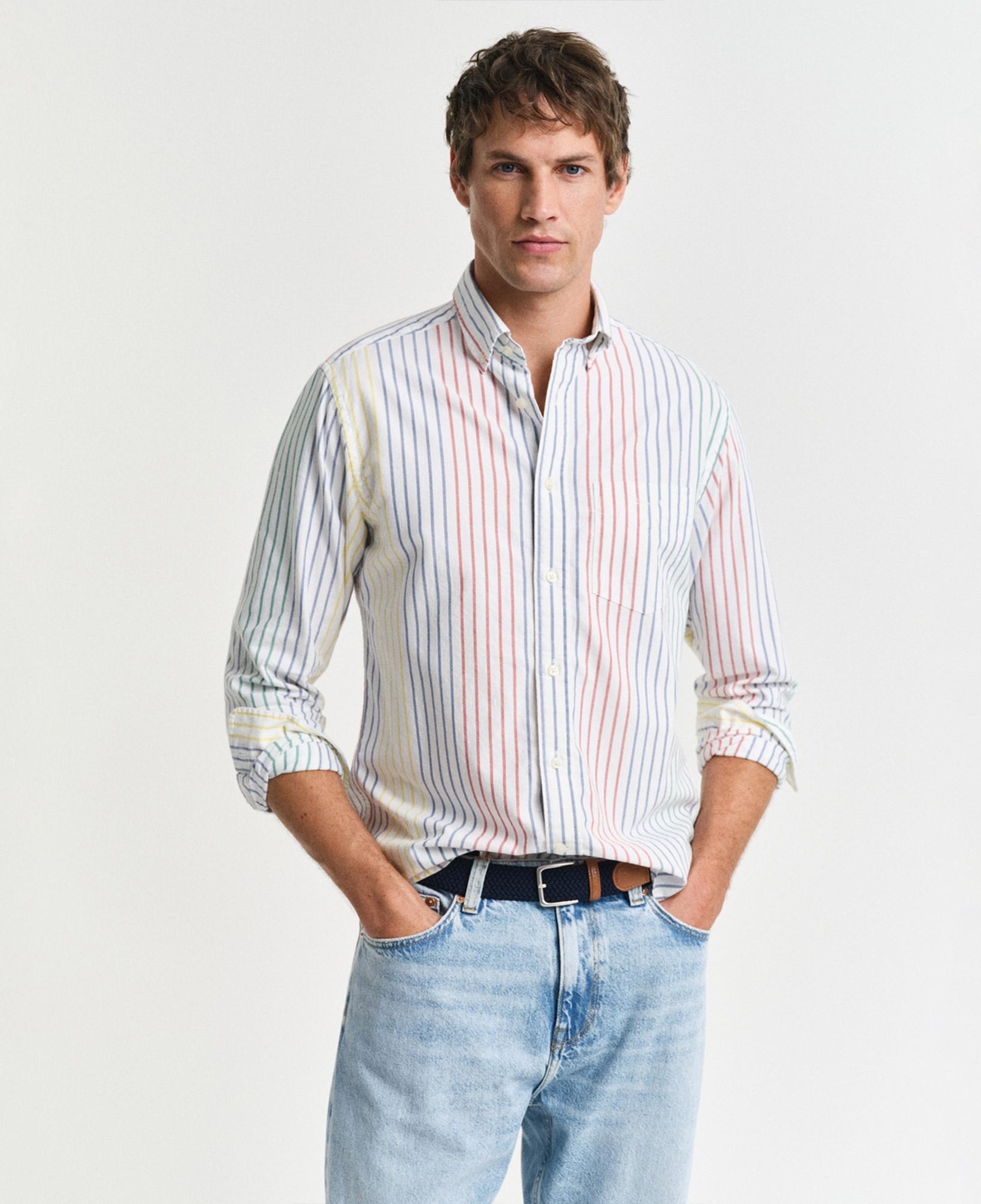 GANT Erkek Renkli Regular Fit Düğmeli Yaka Çizgili Gömlek