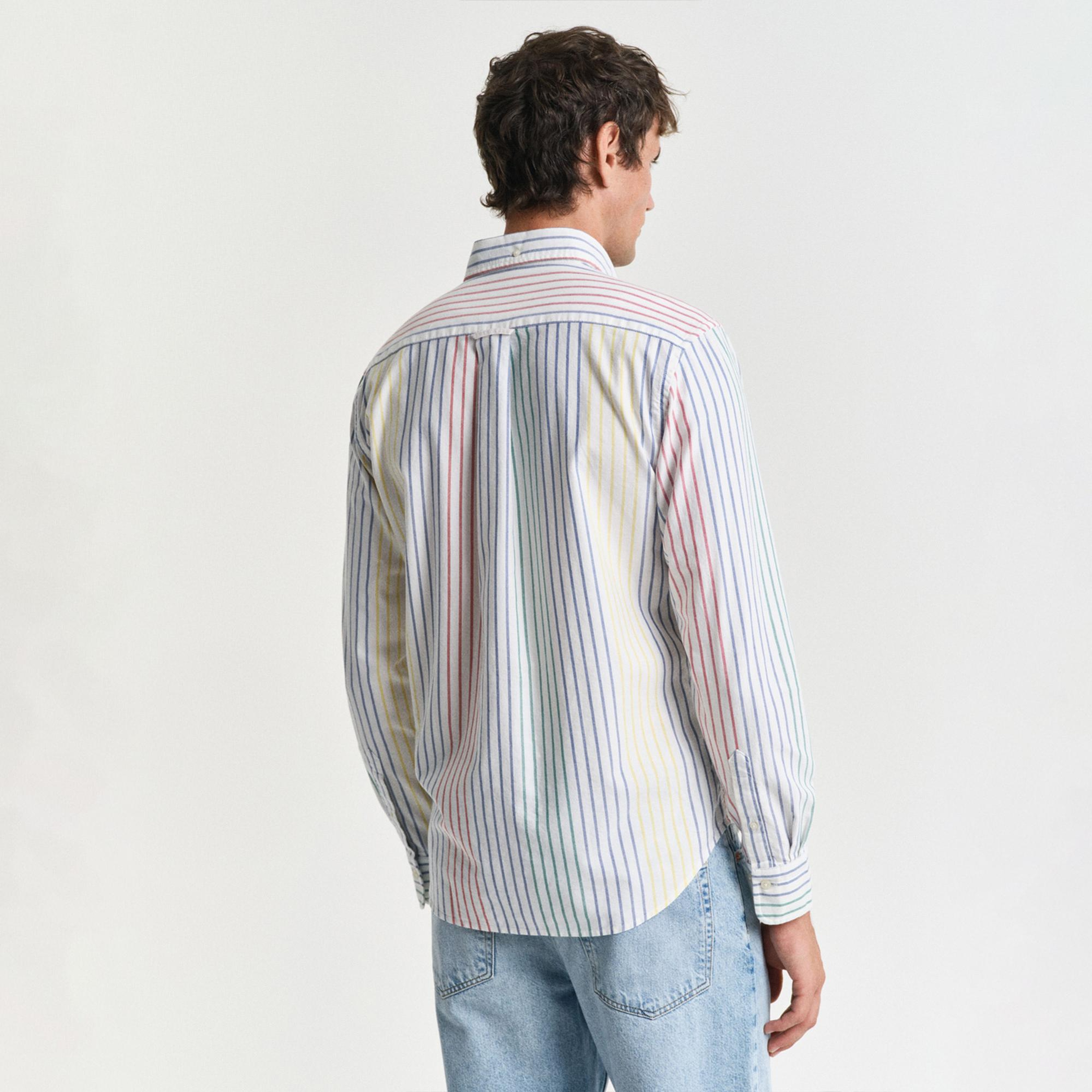 GANT Erkek Renkli Regular Fit Düğmeli Yaka Çizgili Gömlek