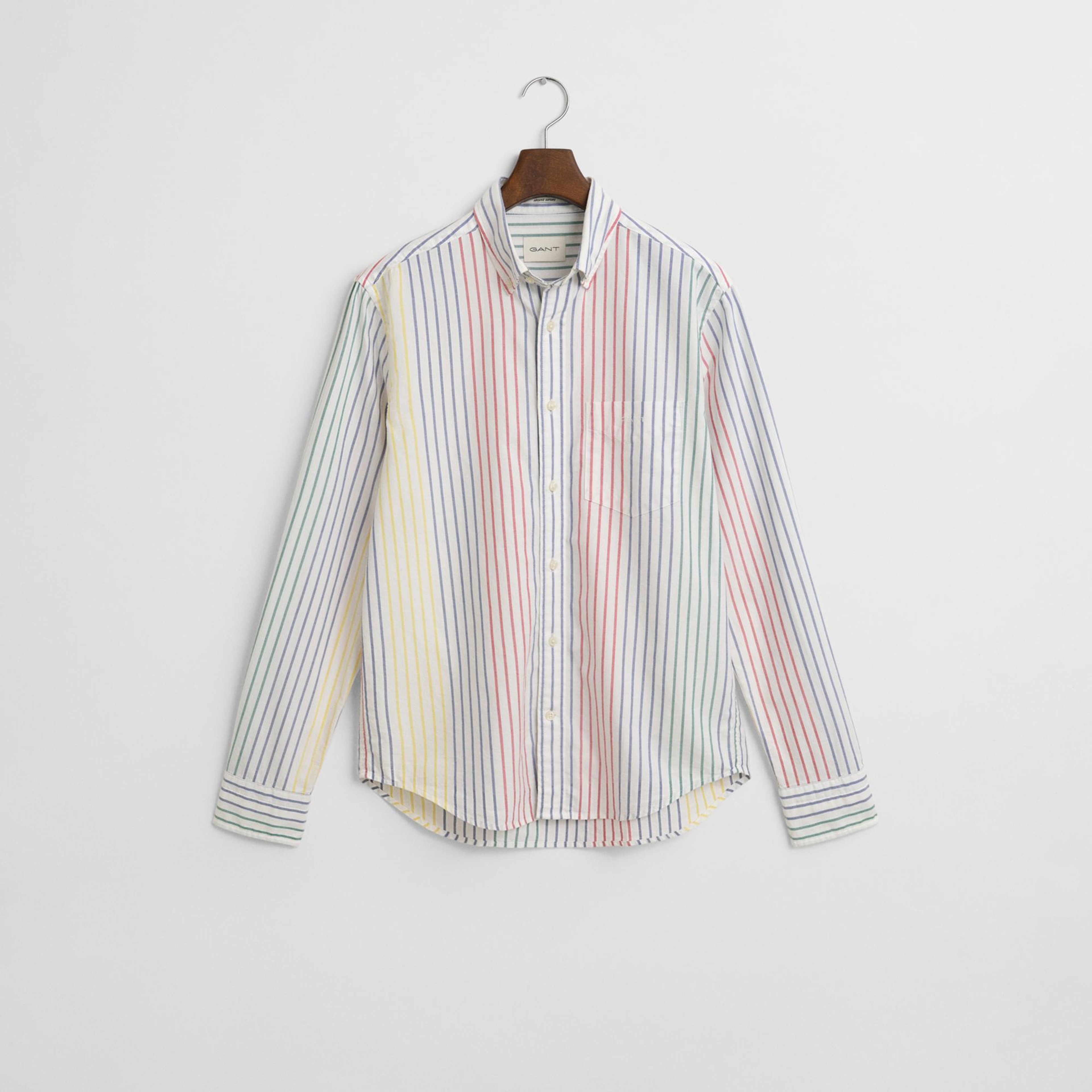 GANT Erkek Renkli Regular Fit Düğmeli Yaka Çizgili Gömlek