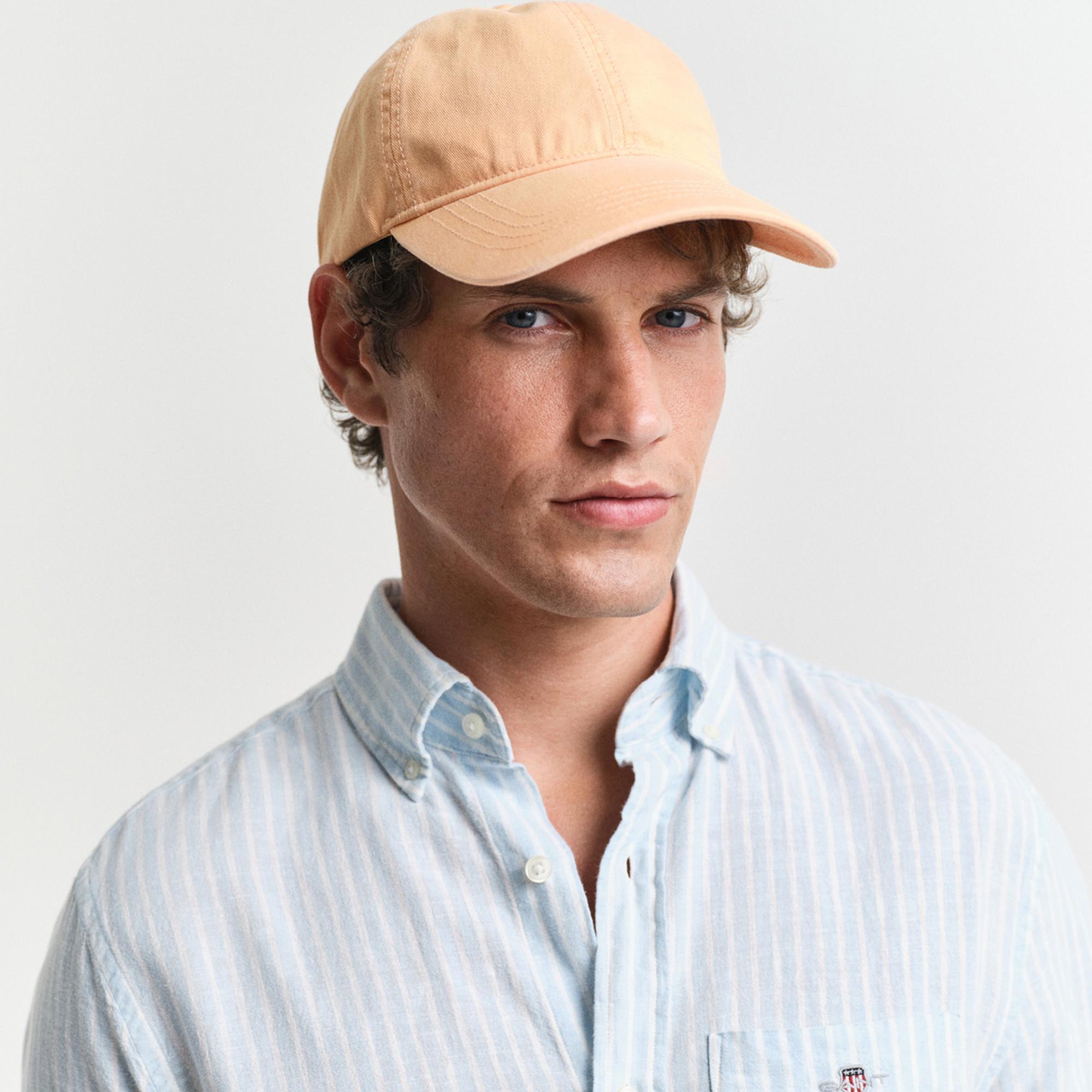 GANT Erkek Mavi Regular Fit Düğmeli Yaka Çizgili Keten Gömlek