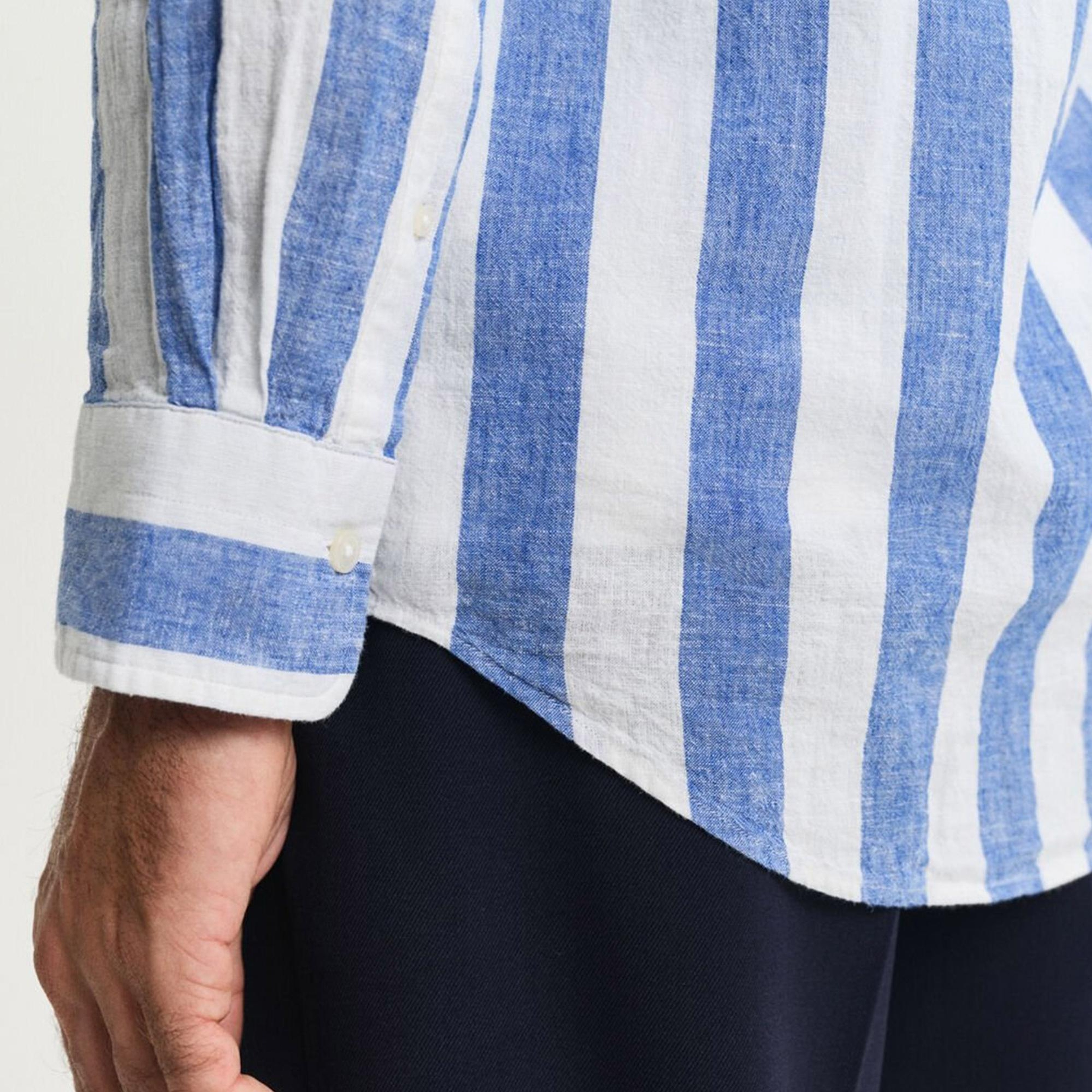 GANT Erkek Mavi  Regular Fit Düğmeli Yaka Çizgili Gömlek