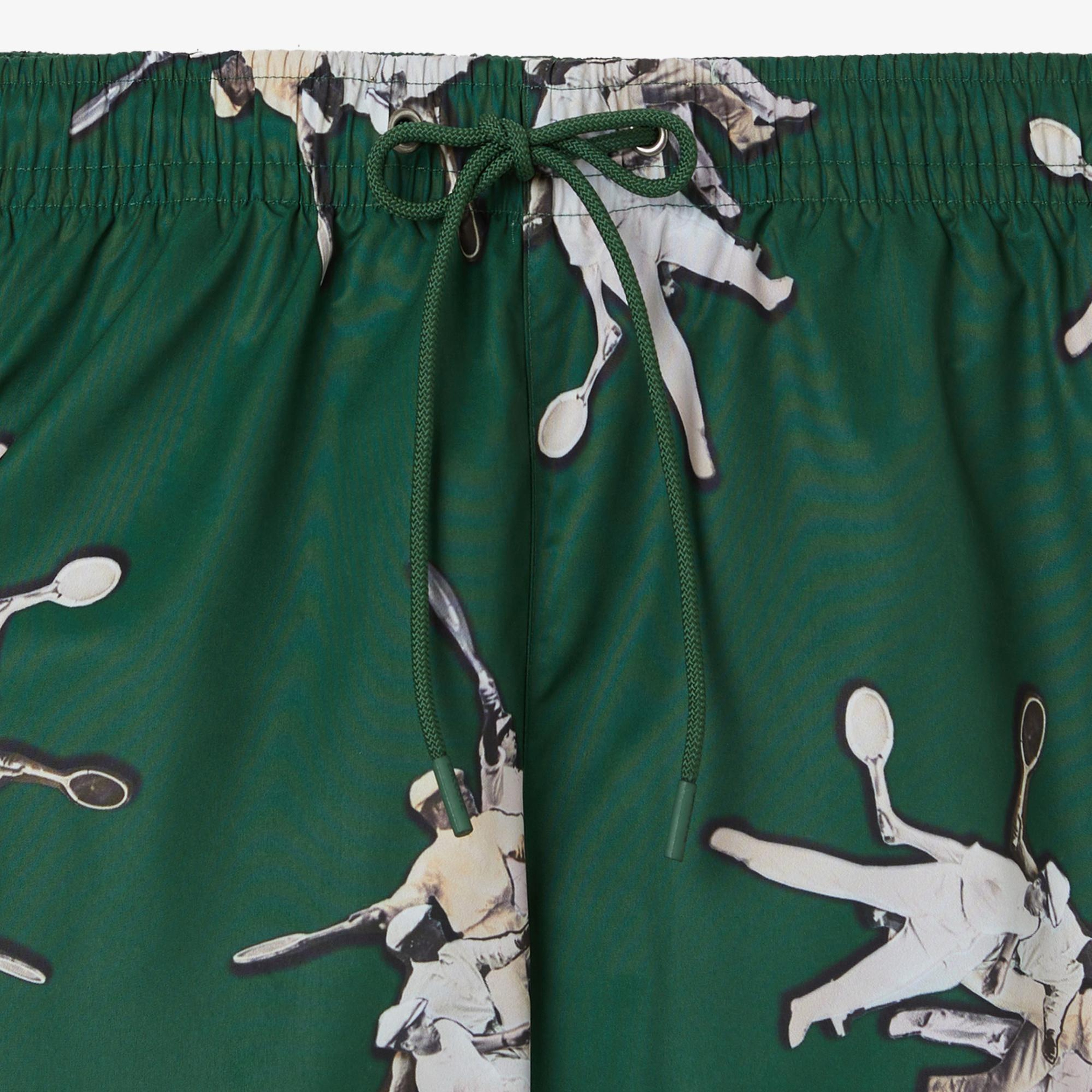 Erkek Regular Fit Desenli Yeşil Mayo