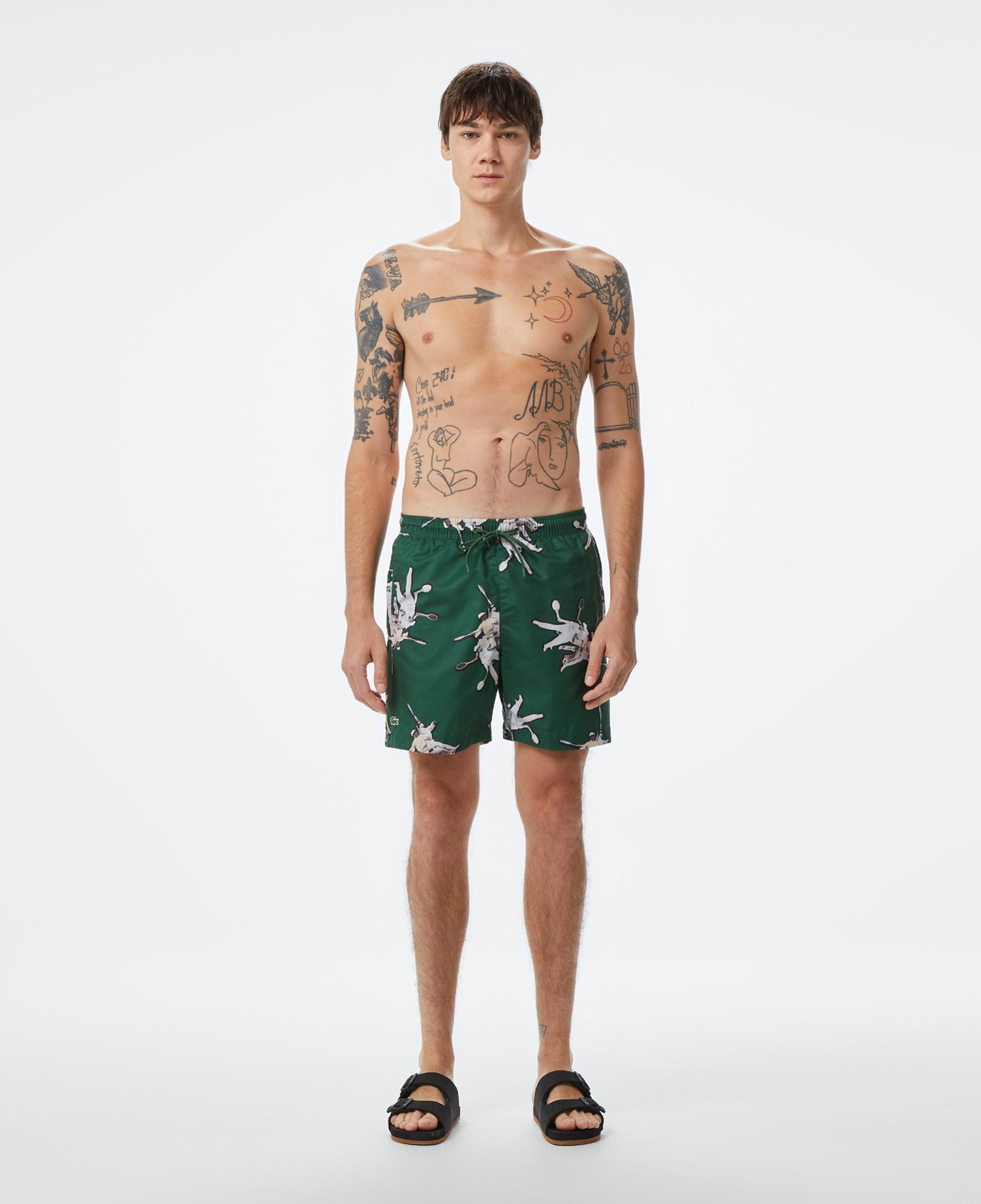 Erkek Regular Fit Desenli Yeşil Mayo