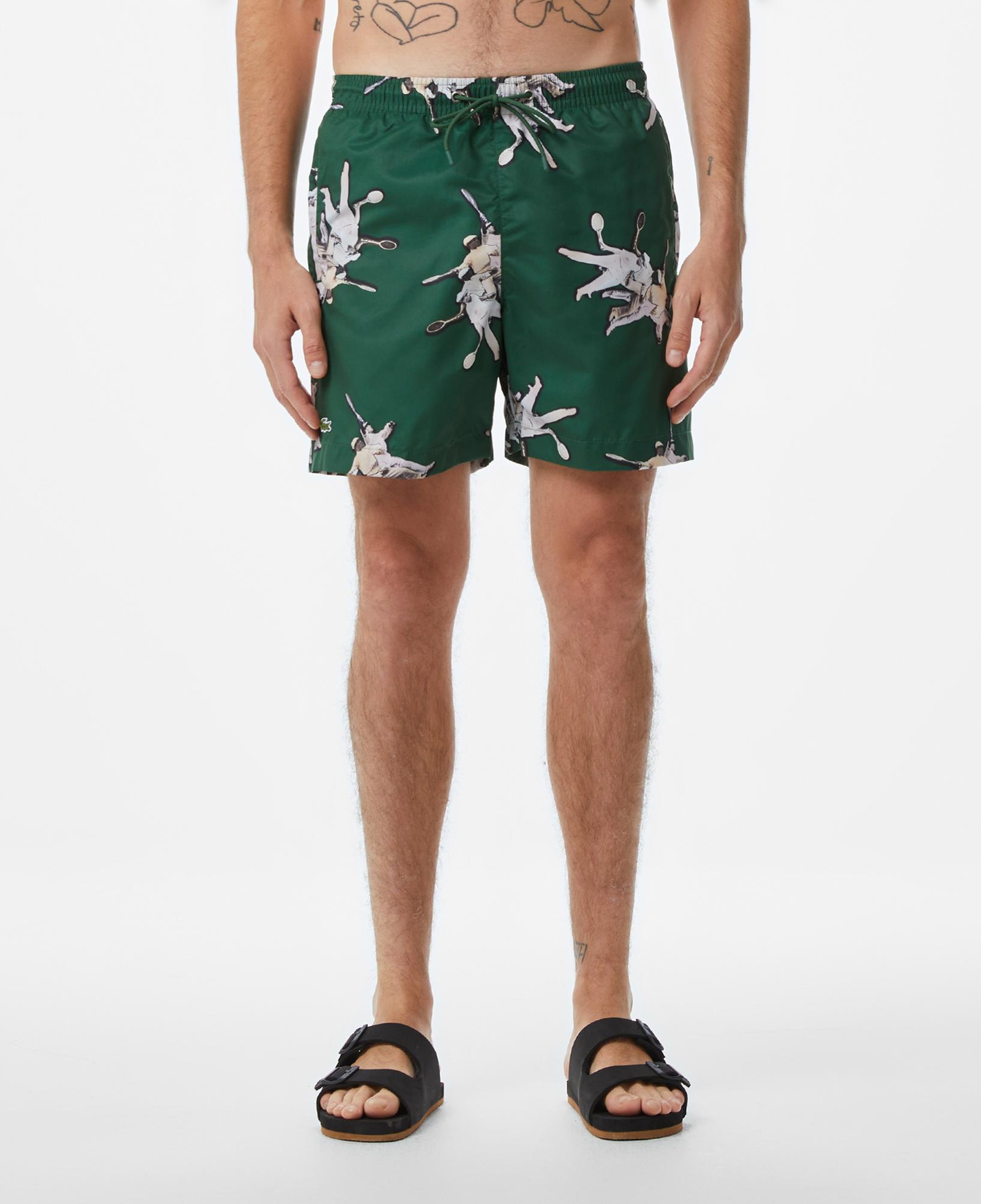 Erkek Regular Fit Desenli Yeşil Mayo