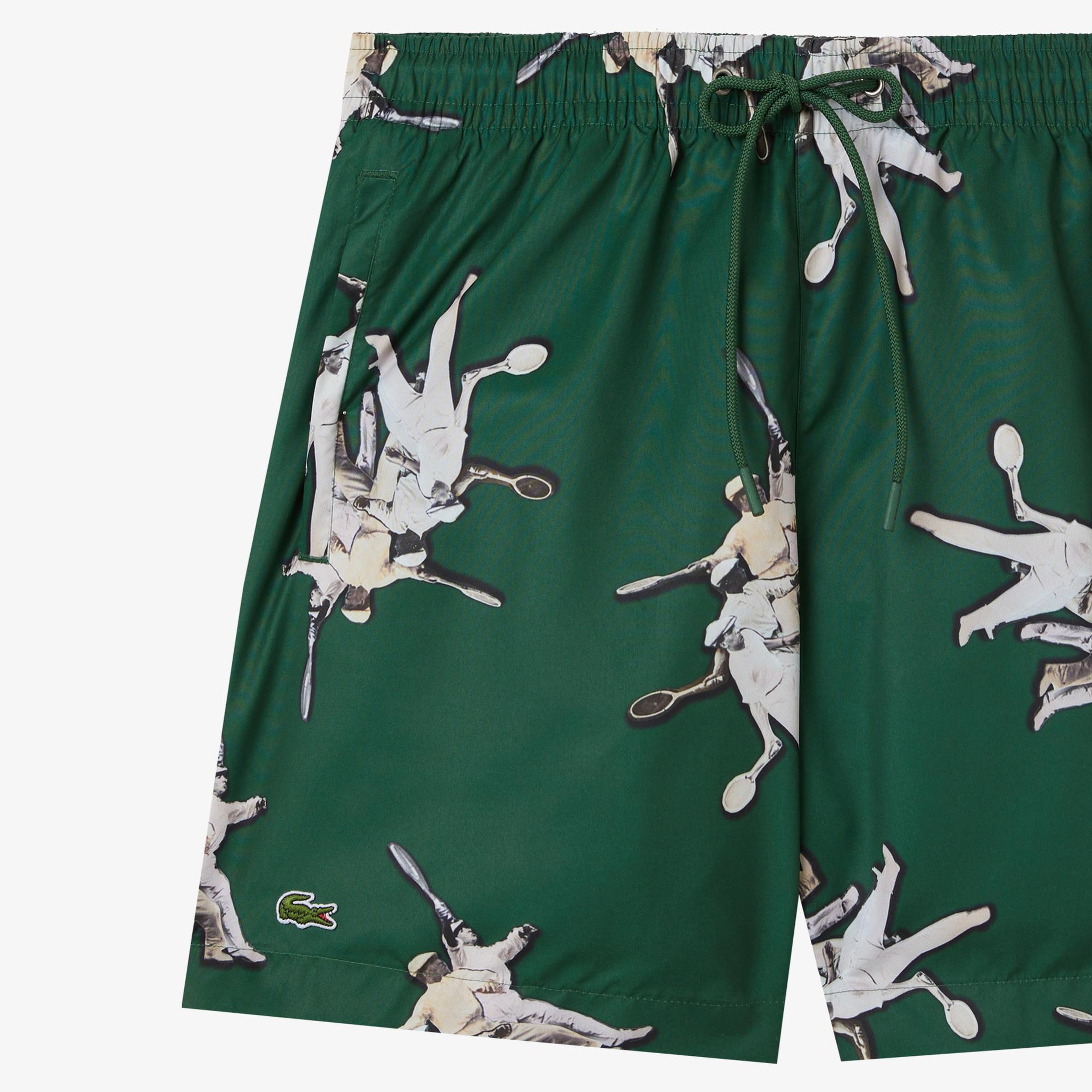 Erkek Regular Fit Desenli Yeşil Mayo