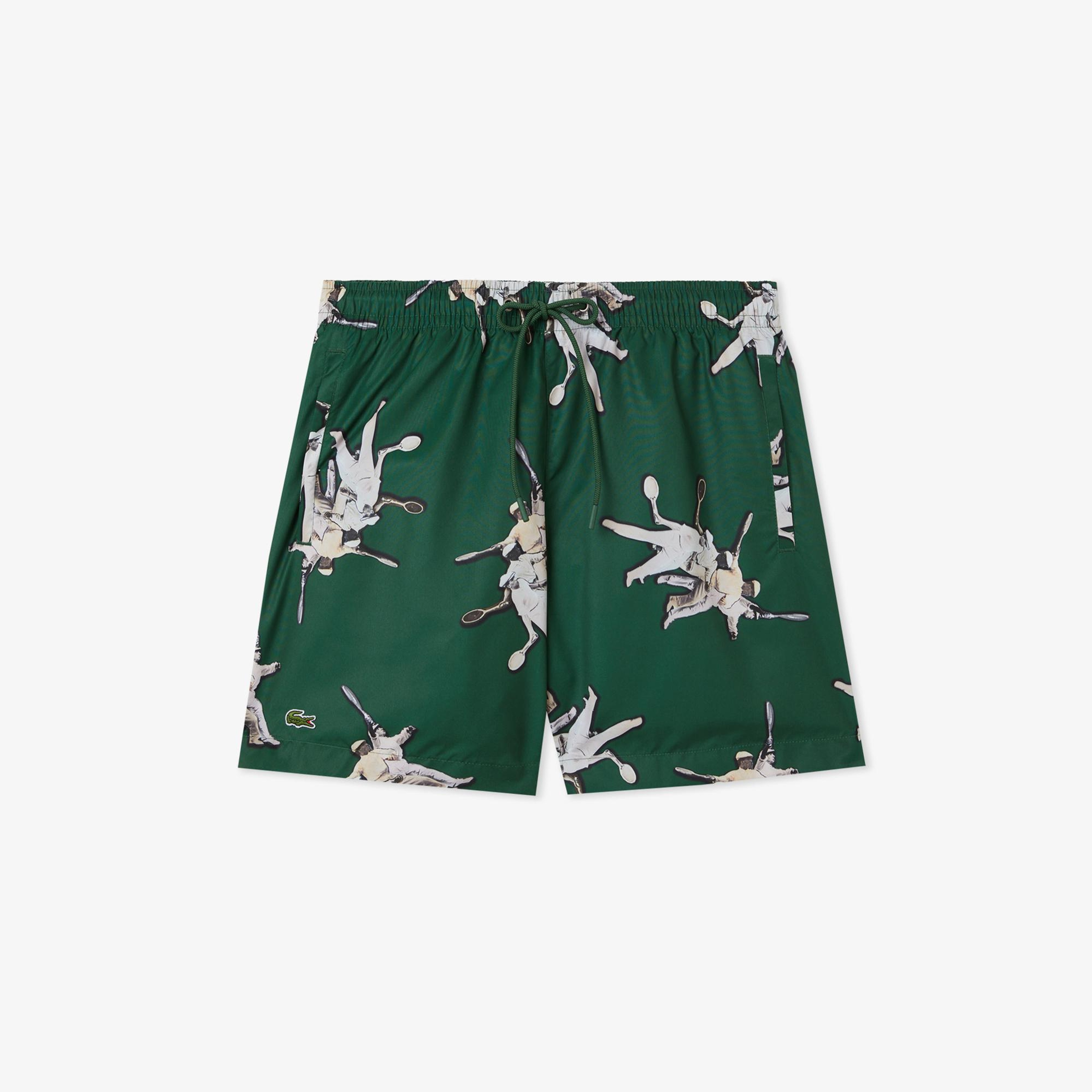 Erkek Regular Fit Desenli Yeşil Mayo