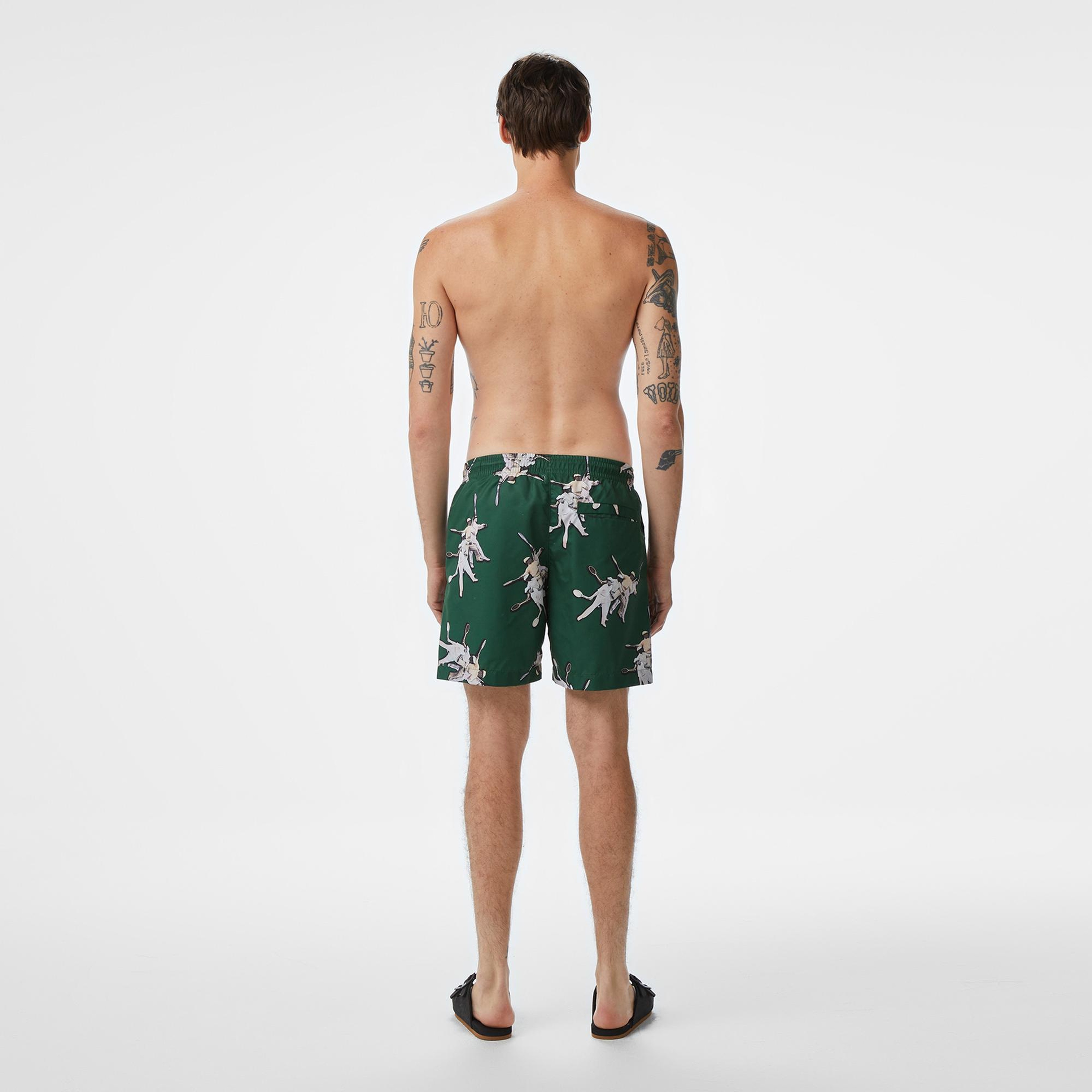 Erkek Regular Fit Desenli Yeşil Mayo