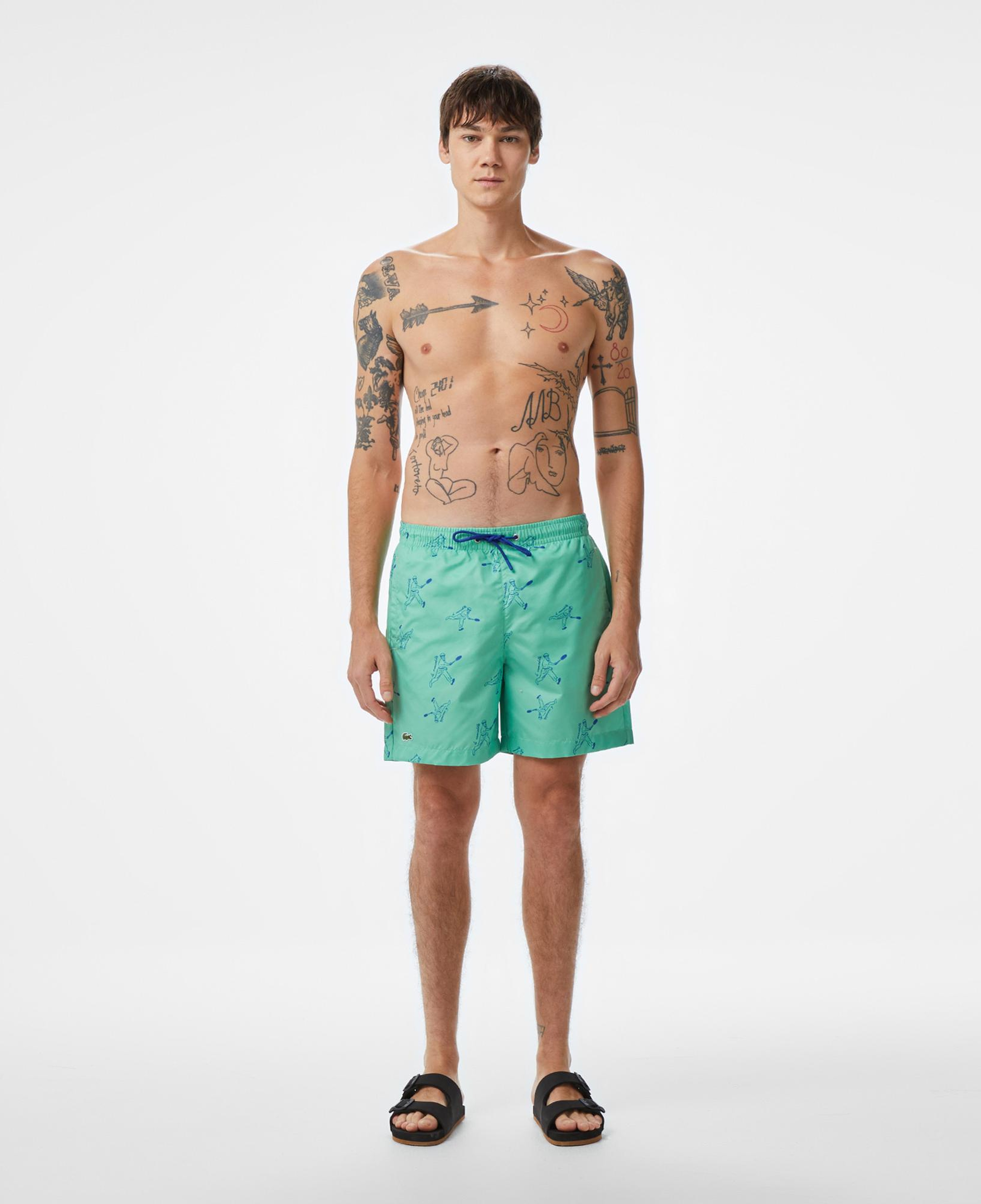 Erkek Regular Fit Desenli Yeşil Mayo