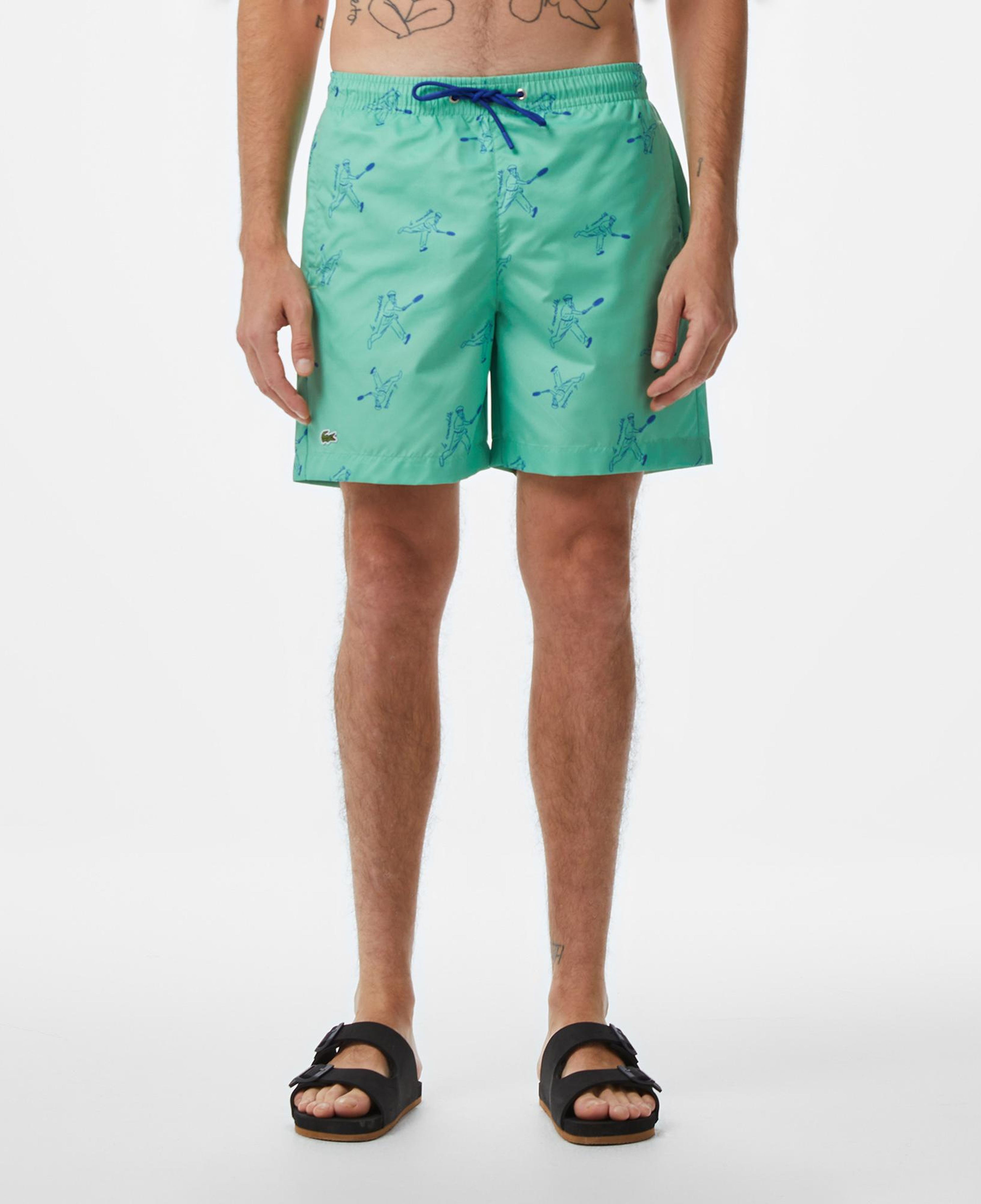 Erkek Regular Fit Desenli Yeşil Mayo