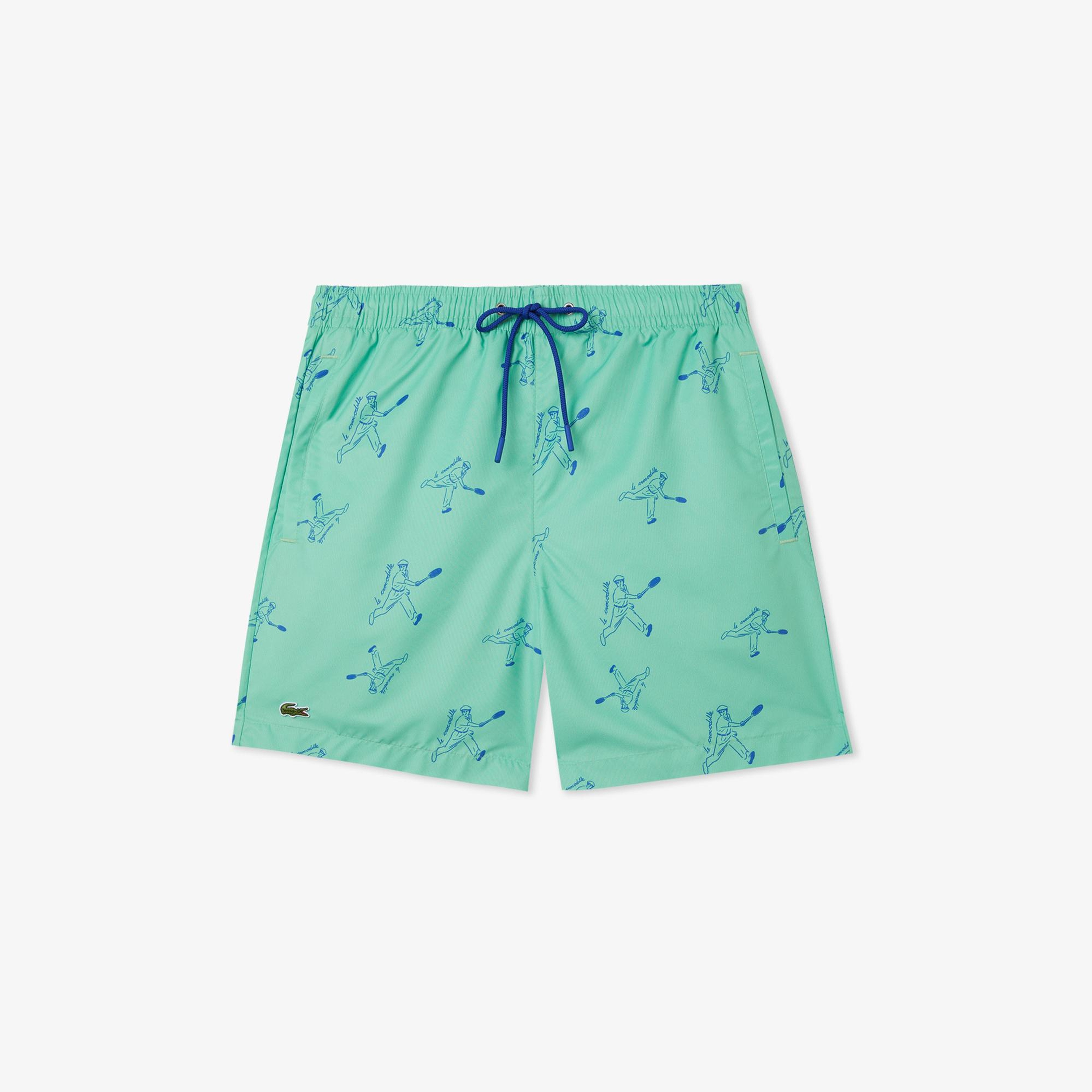 Erkek Regular Fit Desenli Yeşil Mayo