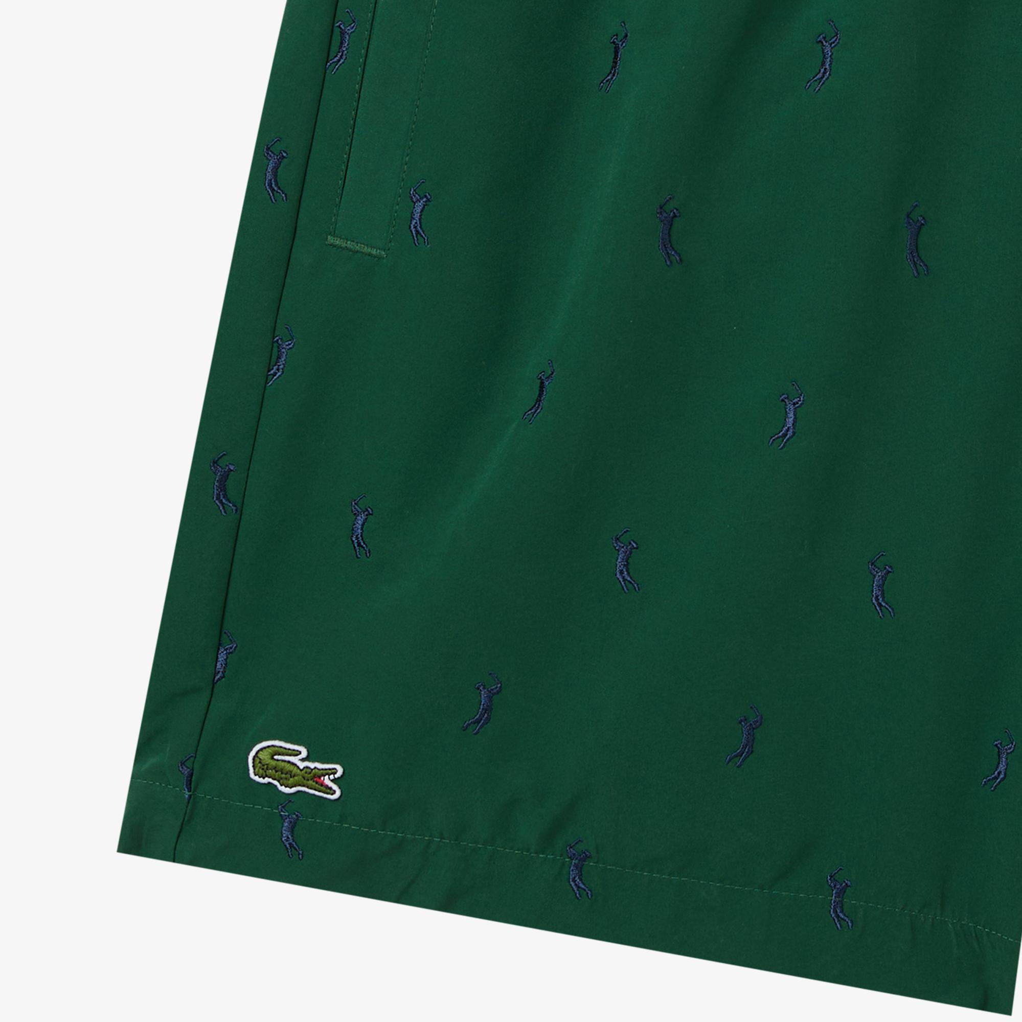 Erkek Regular Fit Desenli Yeşil Mayo