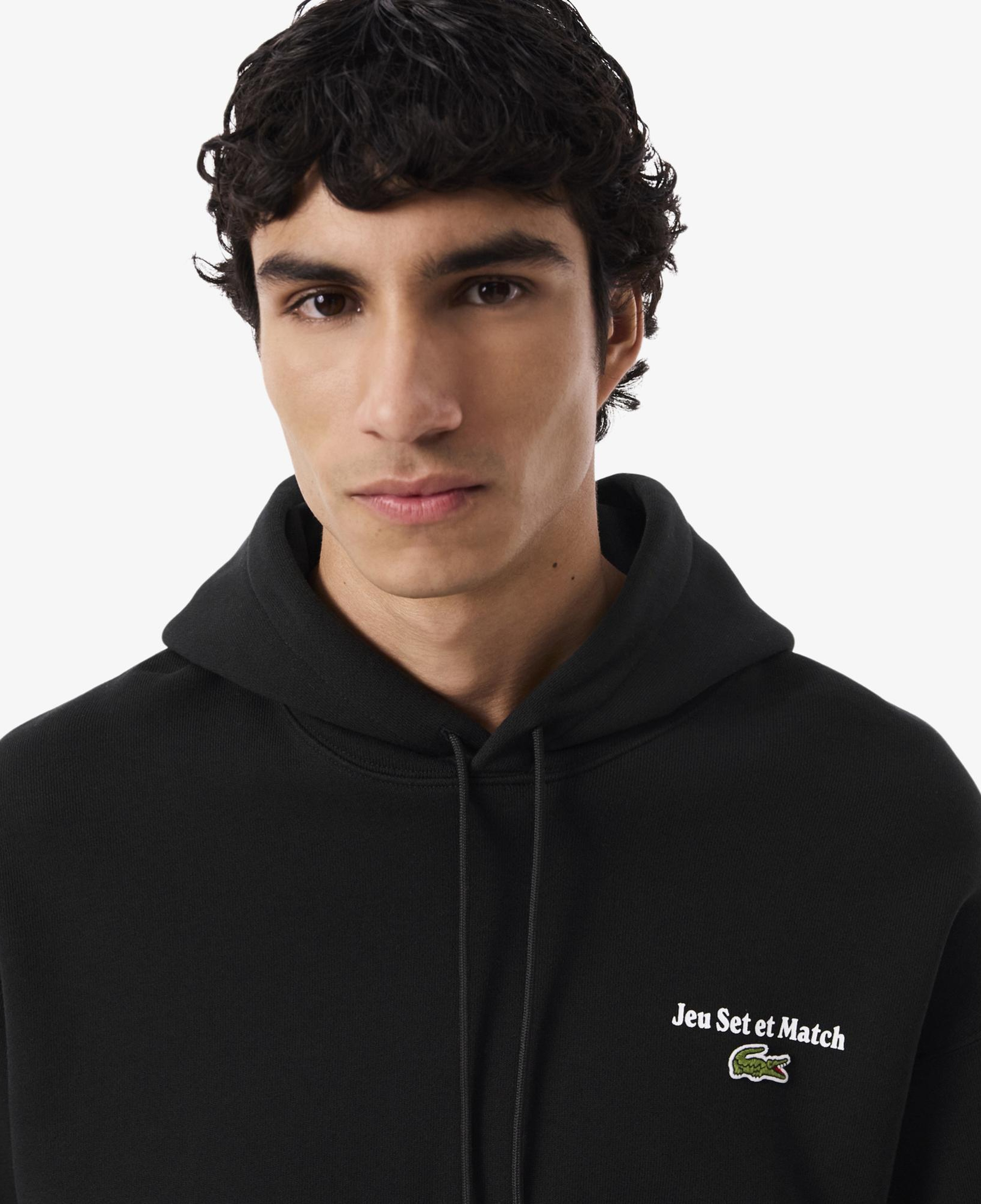 Erkek Loose Fit Kapüşonlu Siyah Sweatshirt