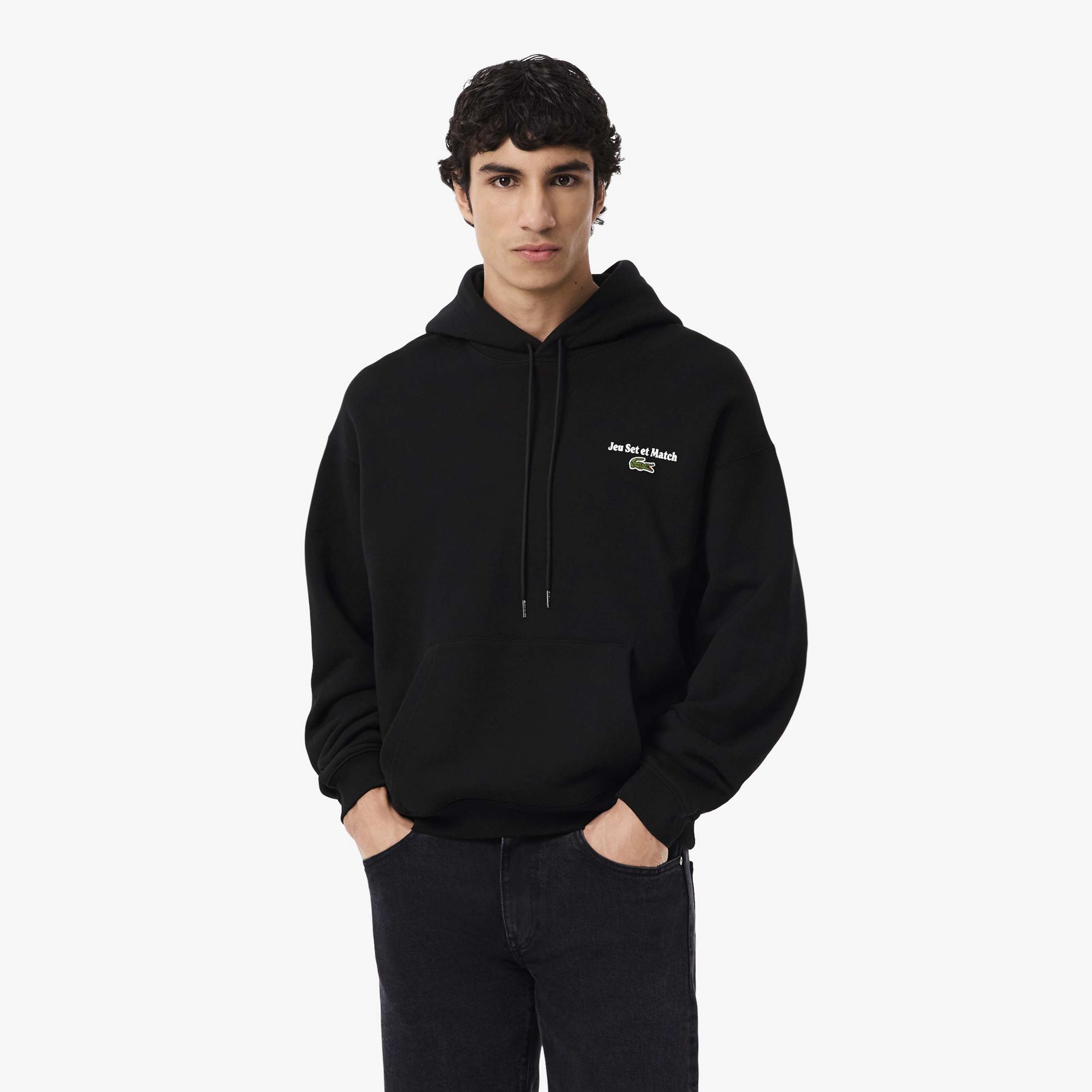 Erkek Loose Fit Kapüşonlu Siyah Sweatshirt