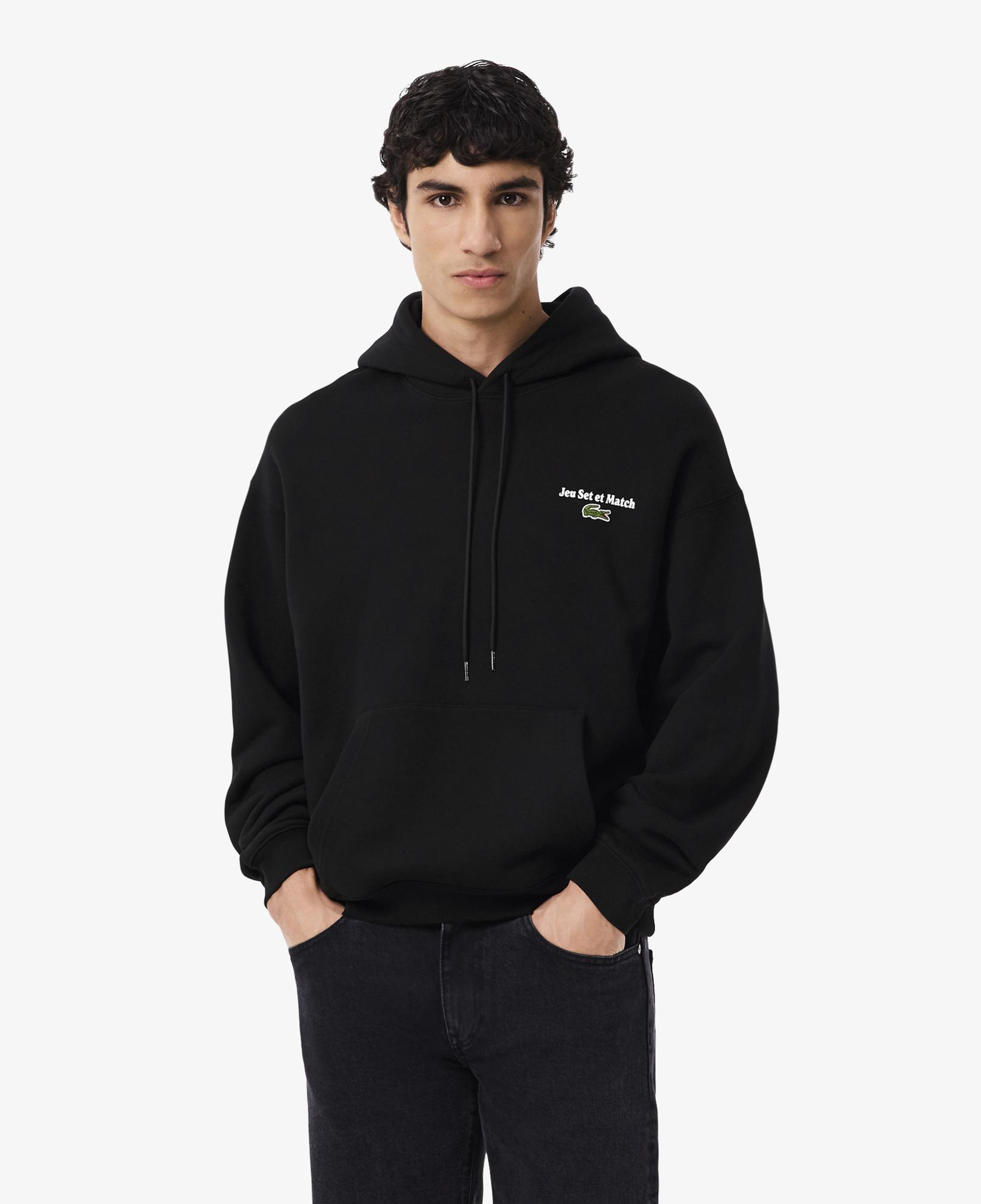 Erkek Loose Fit Kapüşonlu Siyah Sweatshirt